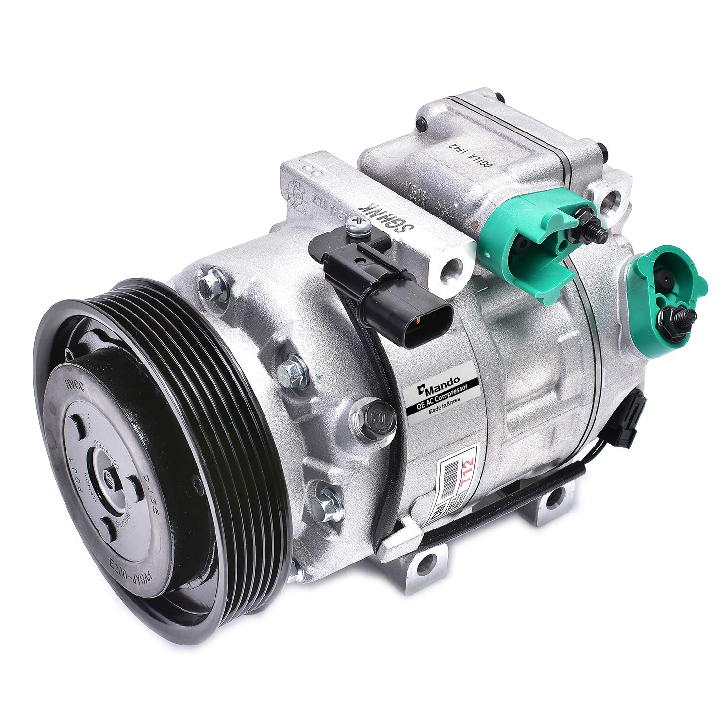 Original Equipment Mando 10A1553 AC Compressor with Clutch - Pre-filled Oil | Perfect for Car AC Repair & Replacement | Compatible with Multiple Vehicle Models