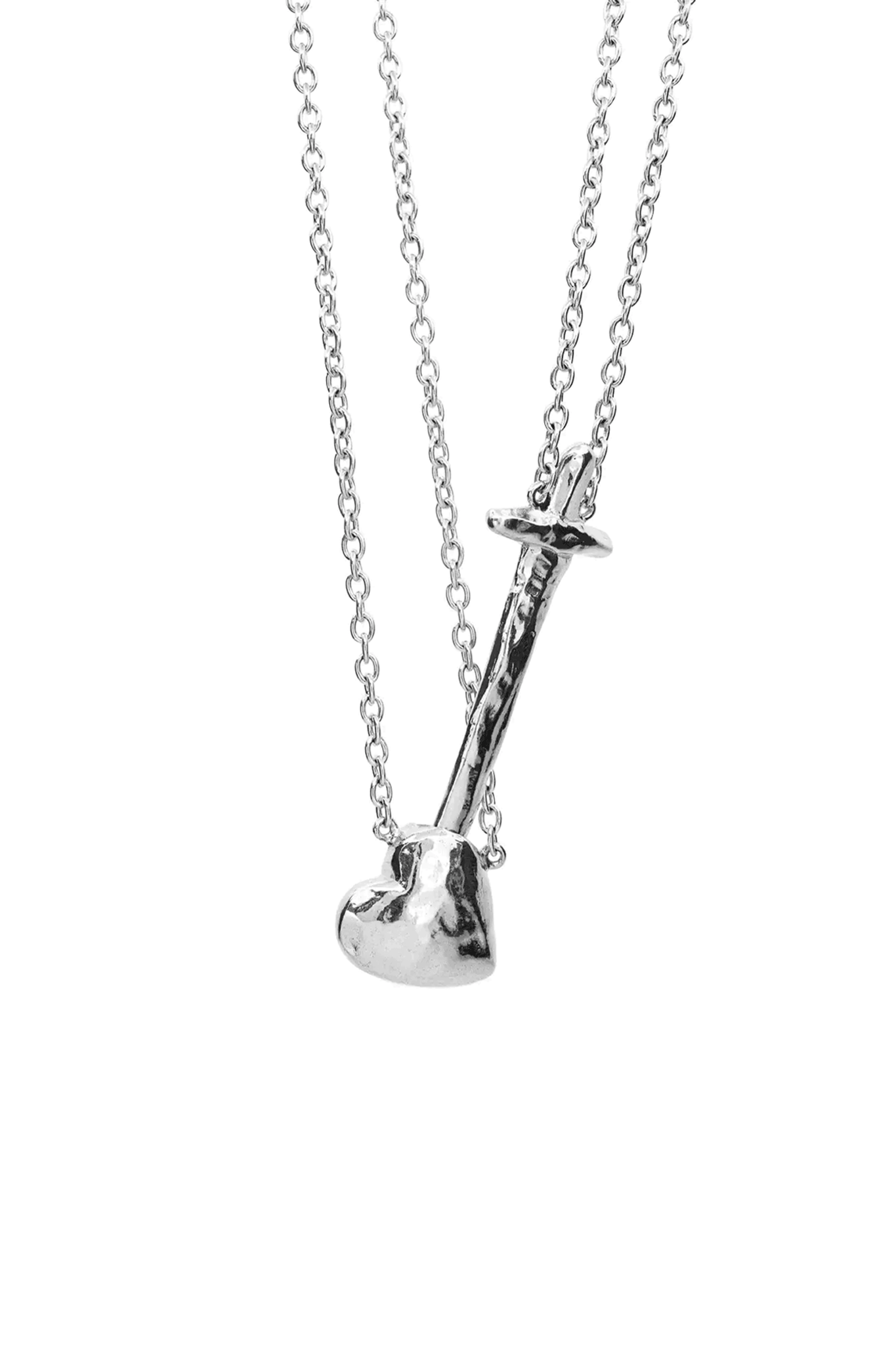 Stabbed Heart Necklace Set in Sterling Silver - Perfect for Valentine's Day Gifts, Anniversary Presents & Romantic Occasions