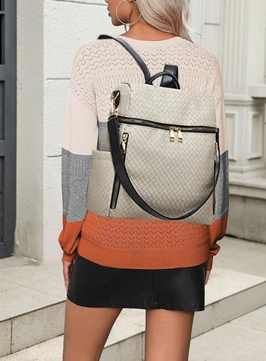 Stylish Women's PU Leather Convertible Backpack Purse - 2-Piece Travel Satchel Handbag for Work, School & Daily Use