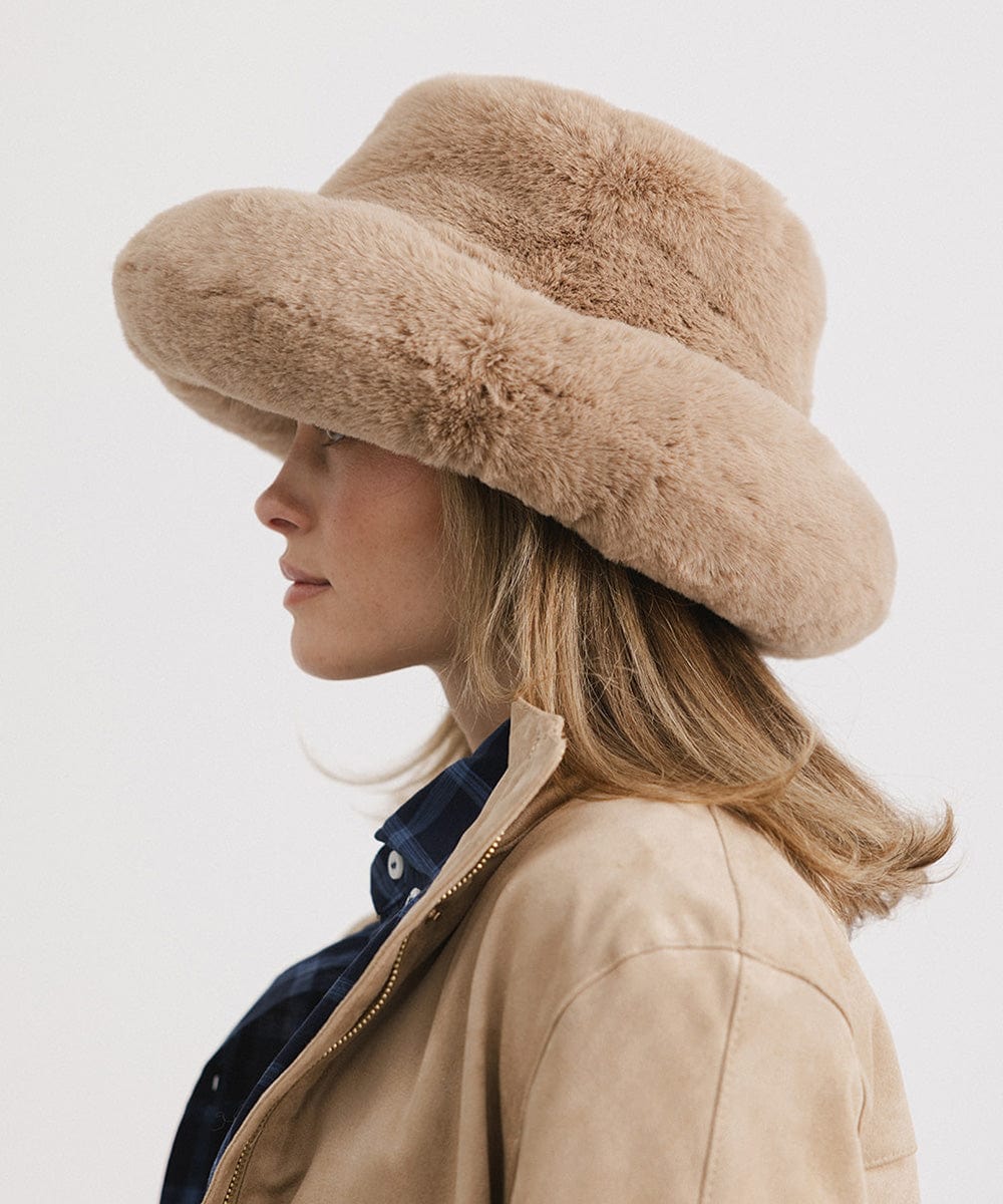 Parker Faux Fur Bucket Hat for Women - Winter Warm Fashion Beanie with Ear Flaps - Perfect for Outdoor Activities, Skiing & Snowboarding