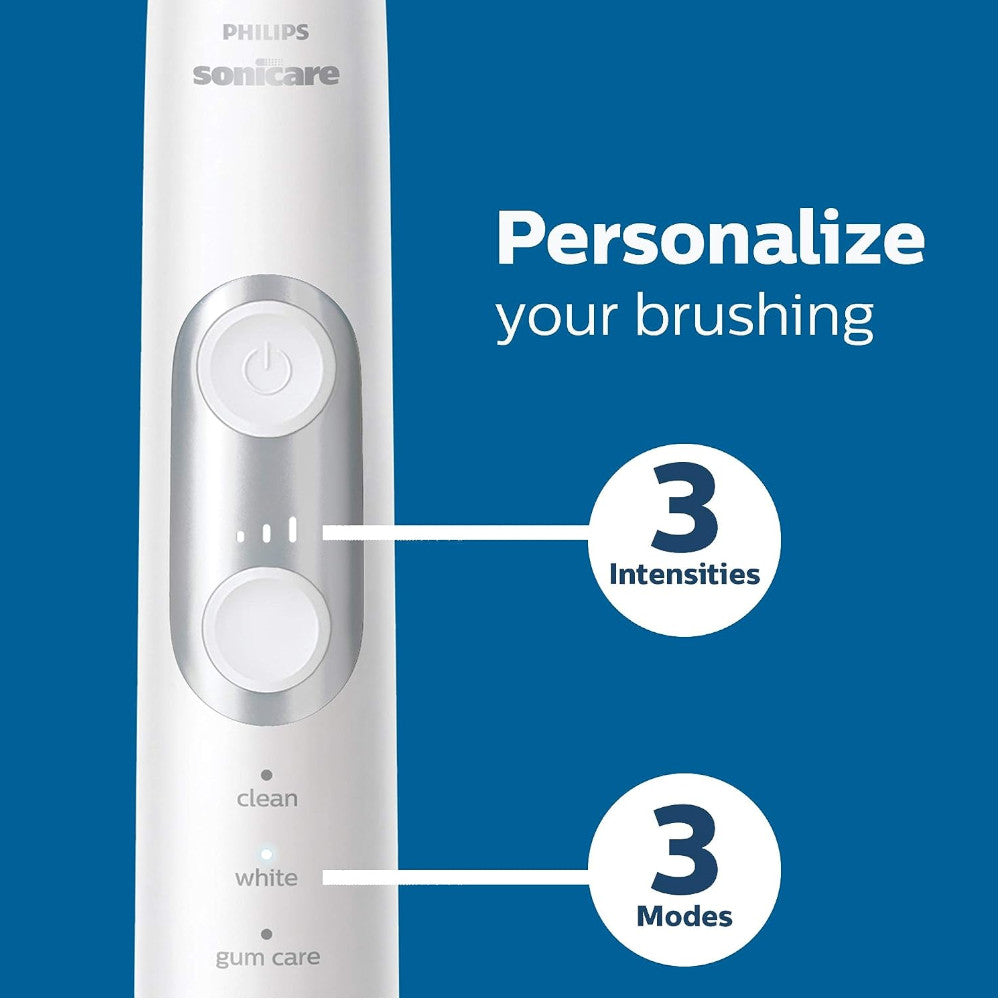 PHILIPS HX6871/49 Sonicare Protective Clean 6100 Sonic Electric Toothbrush with 3 Modes, White - Professional Dental Care for Whitening, Gum Health & Plaque Removal - Perfect for Home & Travel Use