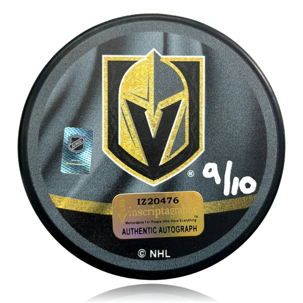 Mark Stone Signed Vegas Golden Knights Retro Hockey Puck - 1st VGK Captain 1/13/21 #D/10 with COA - Collectible Memorabilia for NHL Fans & Sports Enthusiasts
