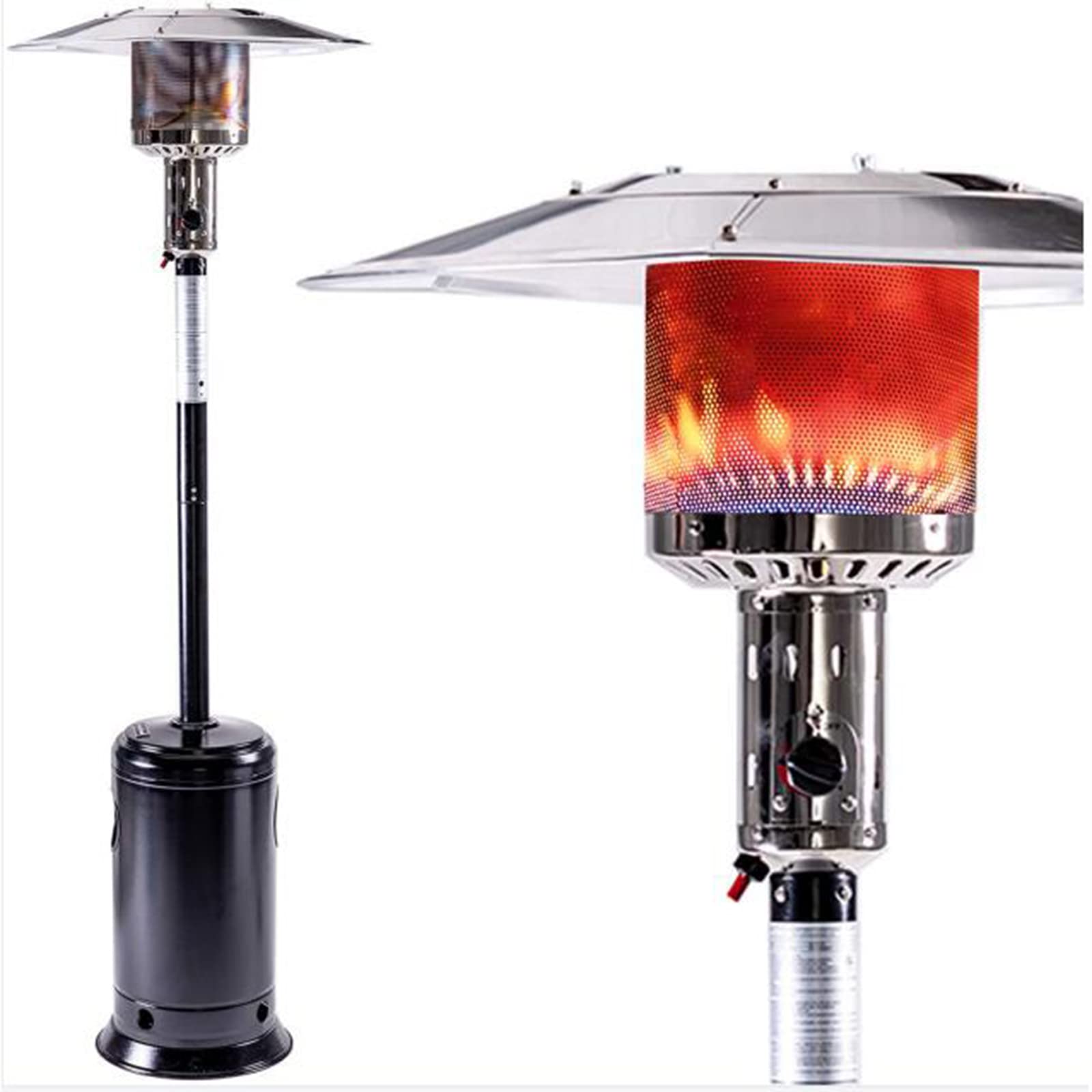 **47,000 BTU Outdoor Propane Heater with Wheels - 88 Inch Stainless Steel Standing Gas Patio Heater for Commercial & Residential Use - Perfect for Parties, Restaurants, Gardens & Yards (Hammered Black)**