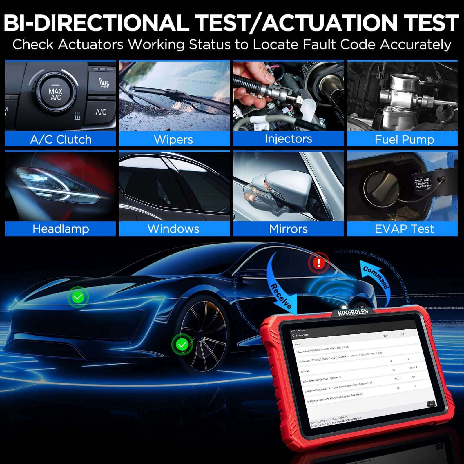 Kingbolen K10 PRO CANFD & DoIP Bluetooth OBD2 Scanner - 40+ Resets, All System Car Diagnostic Tool with ECU Coding & Active Test Guide - Perfect for Mechanics, DIY Car Enthusiasts & Auto Repair Shops