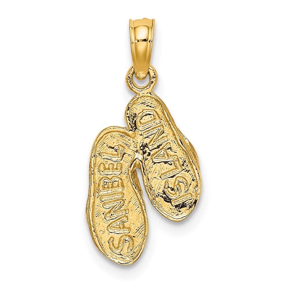 14K White and Yellow Two-Tone Gold Sanibel Island Double Flip-Flop Pendant with White Straps - Perfect for Beach Lovers, Summer Jewelry & Vacation Gifts
