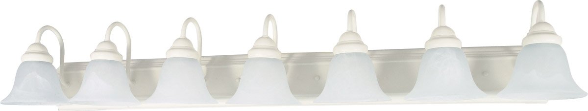 48 Inch Bathroom Vanity Light Fixture - 7 Light Textured White Finish Metal Chandelier with Medium Base, 700W - Perfect for Modern Bathroom, Powder Room & Master Suite Lighting