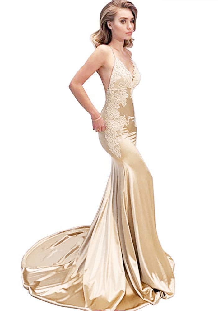 Elegant Snow Lotus Women's Satin Mermaid Prom Dress - Spaghetti Strap Backless Evening Gown for Formal Events, Homecoming & Special Occasions