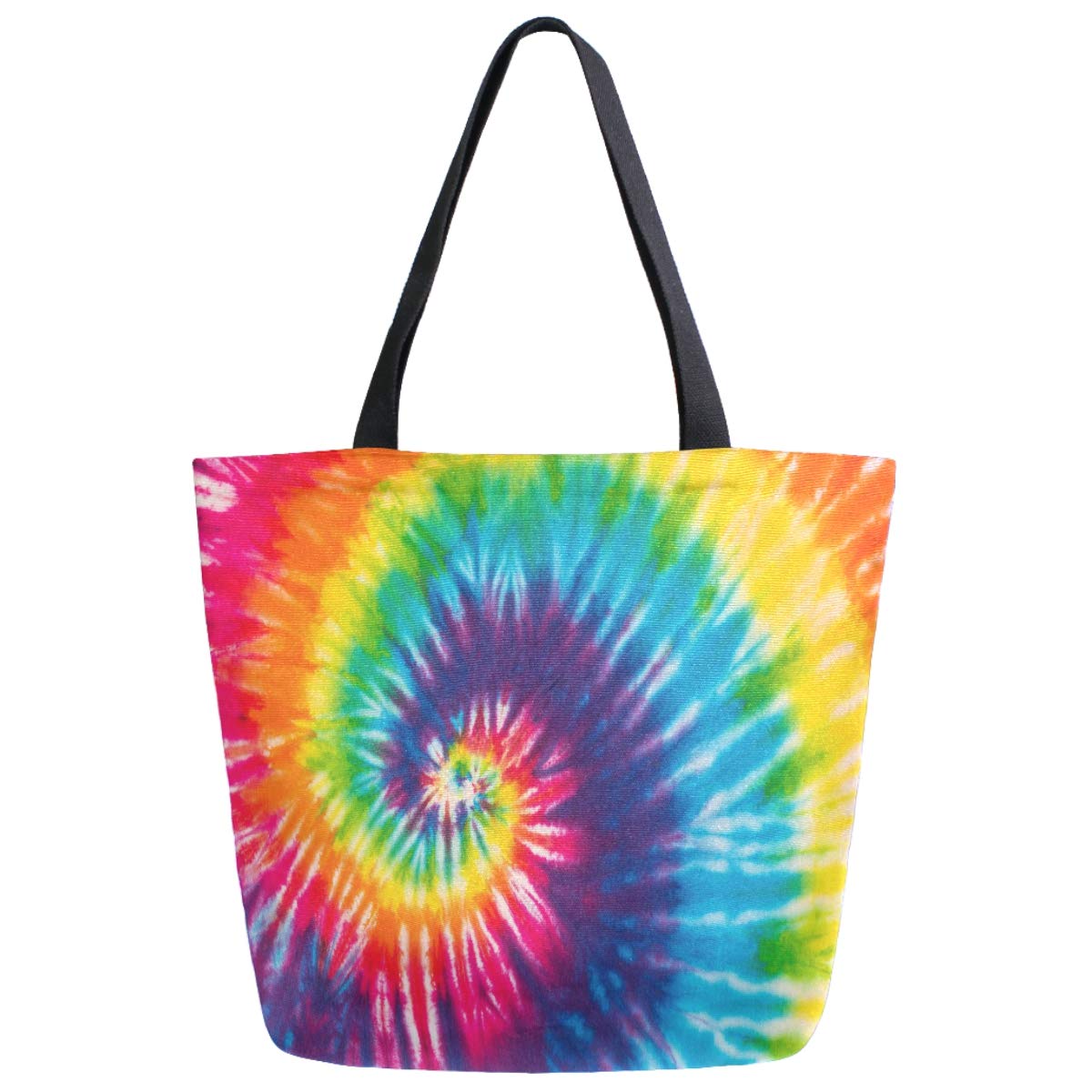 Pfrewn Tie Dye Canvas Tote Bag - Large Washable Shoulder Bag for Beach & Grocery Shopping
