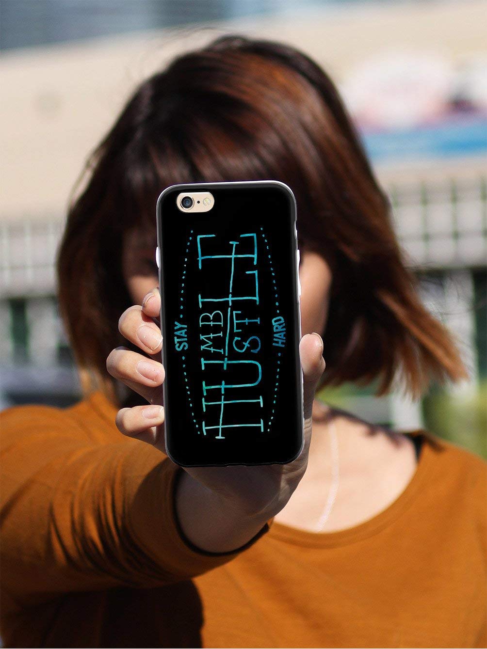 Inspired Cases - iPhone X/Xs Compatible Protective Phone Cover - 3D Textured Slim Design with 'Stay Humble Hustle Hard' Motto | Perfect for Work, Gym & Everyday Use