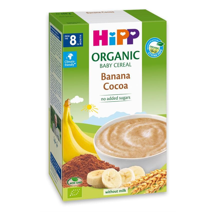 HiPP Organic Baby Cereal with Banana & Cocoa - 200g (2894) | Nutritious First Food for Infants | Ideal for Weaning & Breakfast