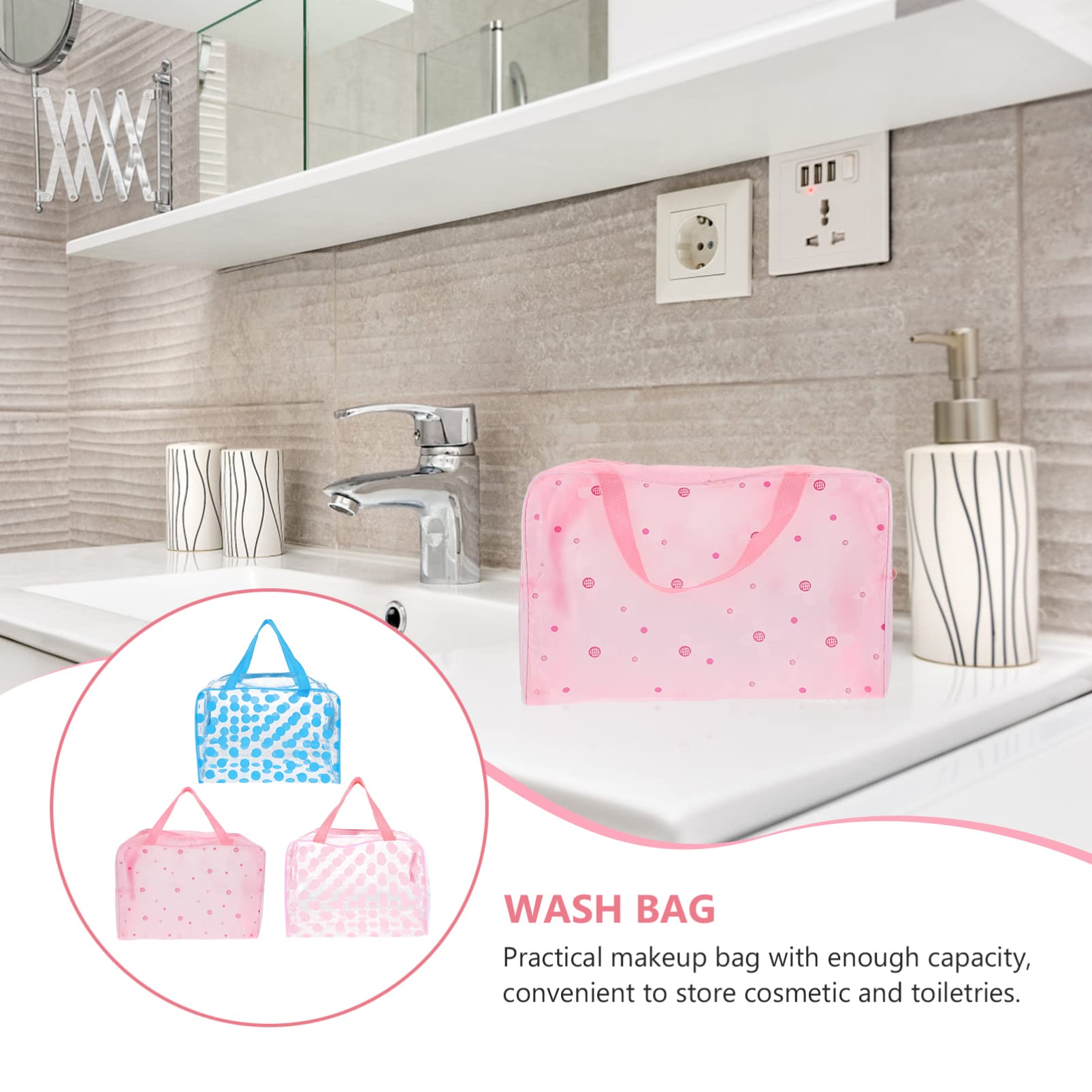 Hemoton 3-Piece Waterproof Cosmetic Bags Set - Travel Toiletries Organizer, Makeup Pouch, Skincare Storage for Women | Perfect for Travel, Gym, Daily Use & Beauty Essentials Organization