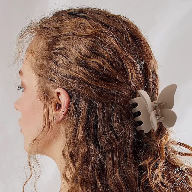 SHIDARA 6 PCS Butterfly Hair Clips for Women & Girls - 2.6 Inch Cute Matte Hair Claw Clips, Medium Size for Thick Hair, Non-Slip Small Jaw Clips - Perfect for School, Work, Parties & Everyday Styling