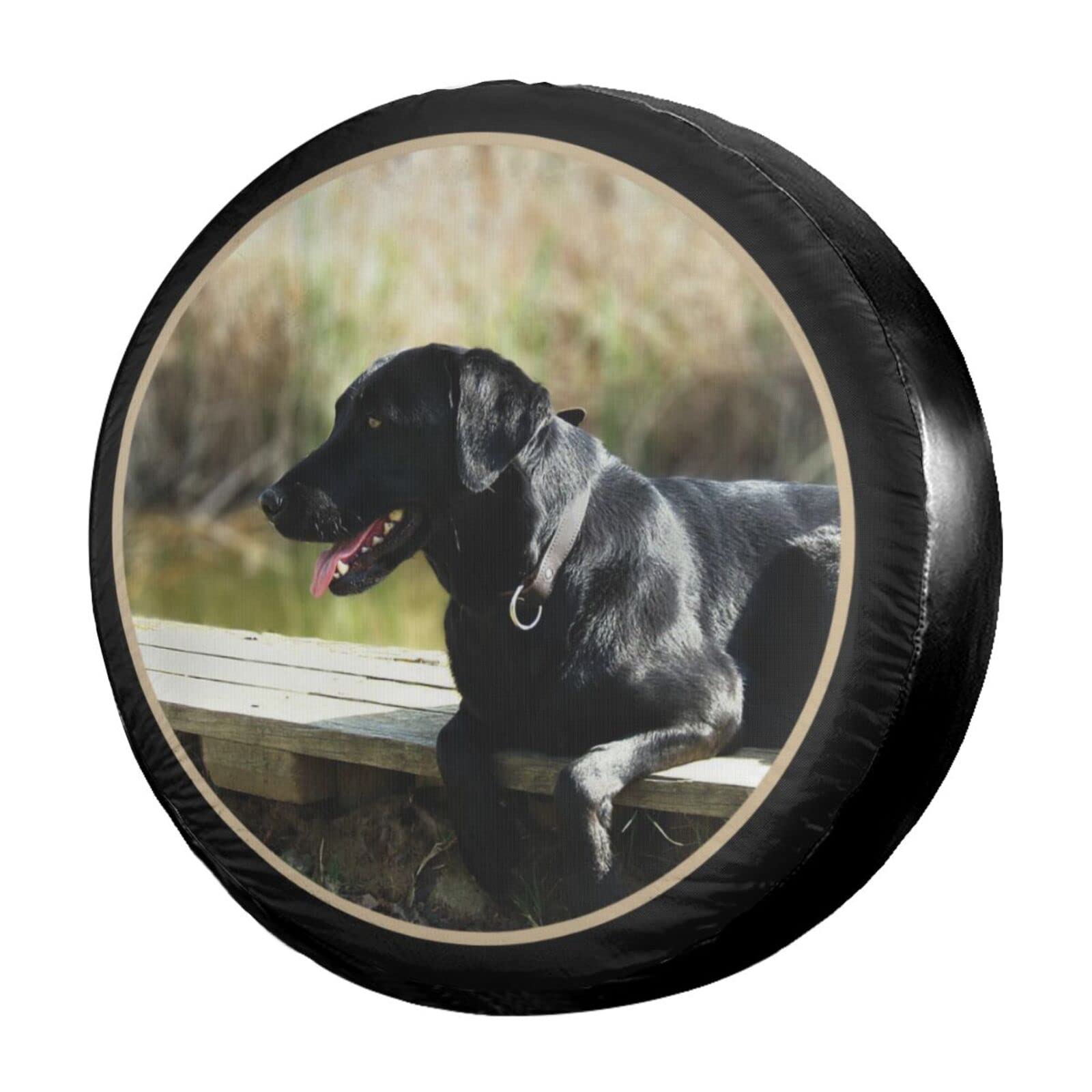 **Foruidea 15 Inch Black Lab Retriever Hunting Dog Spare Tire Cover - Dust-Proof Wheel Cover for Trailer, RV, SUV & More - Perfect for Outdoor Adventures & Road Trips**
