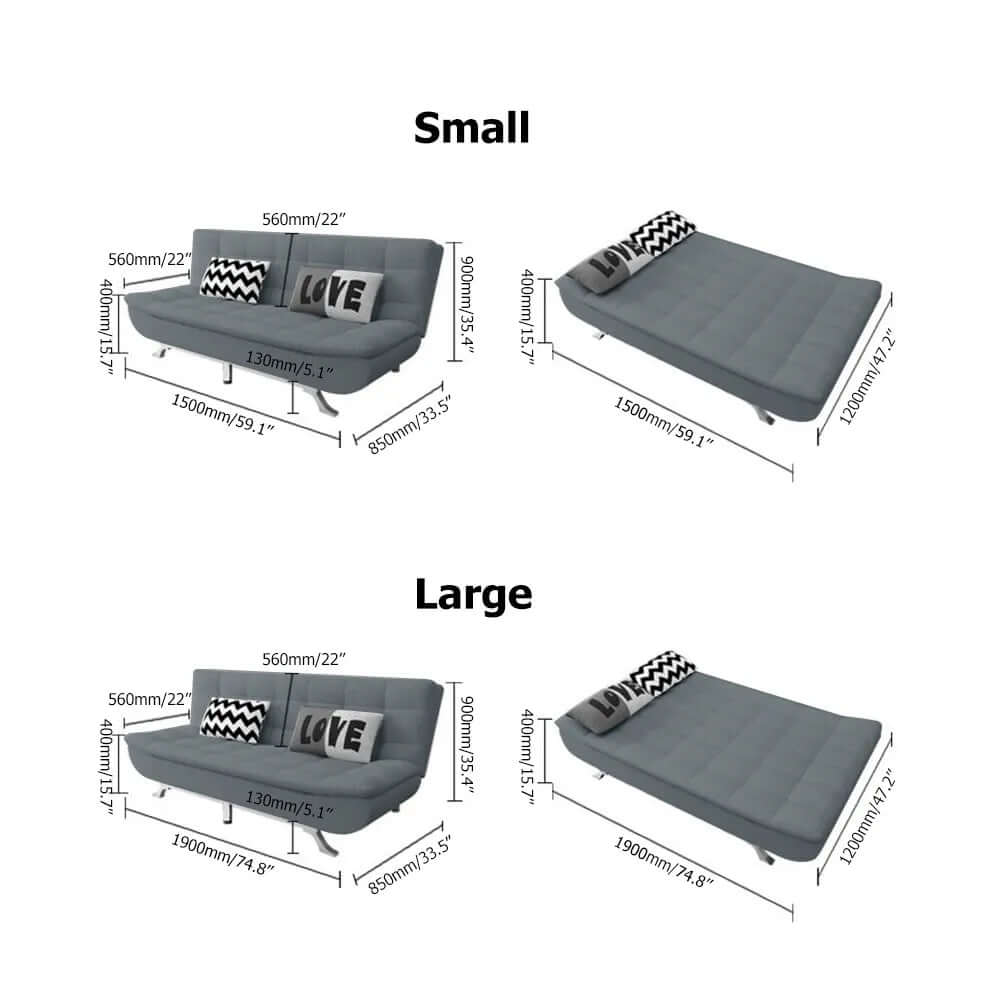 2-in-1 Linen Futon Sofa Bed with Removable Cushions – Convertible Sleeper & Lounge for Small Spaces – Perfect for Apartments, Dorms & Guest Rooms