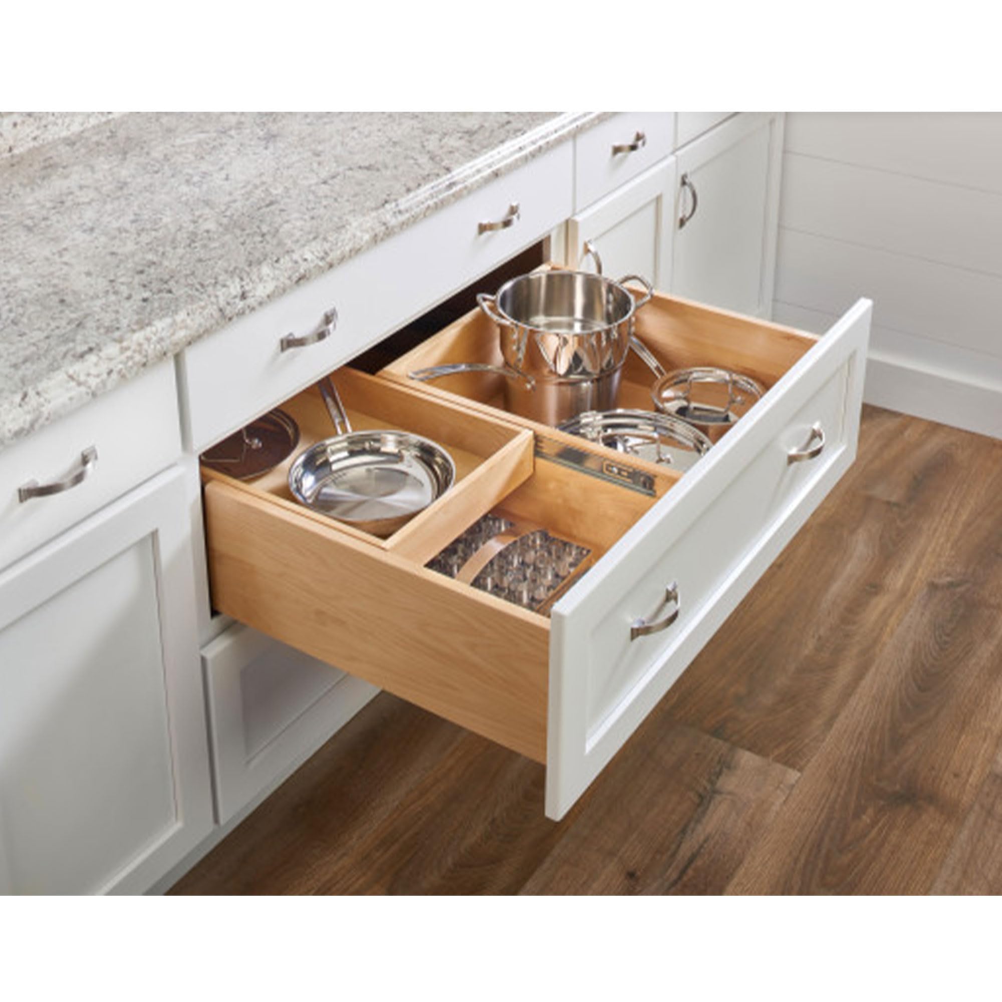 Rev-A-Shelf 4WTCDD-30HSC-1 27-Inch 2-Tier Kitchen Utensil & Cutlery Organizer with Blumotion Soft-Close Slides - Wooden Deep Drawer Pullout Tray for Spoons, Knives & Cooking Tools - Perfect for Kitchen Cabinets & Drawer Organization