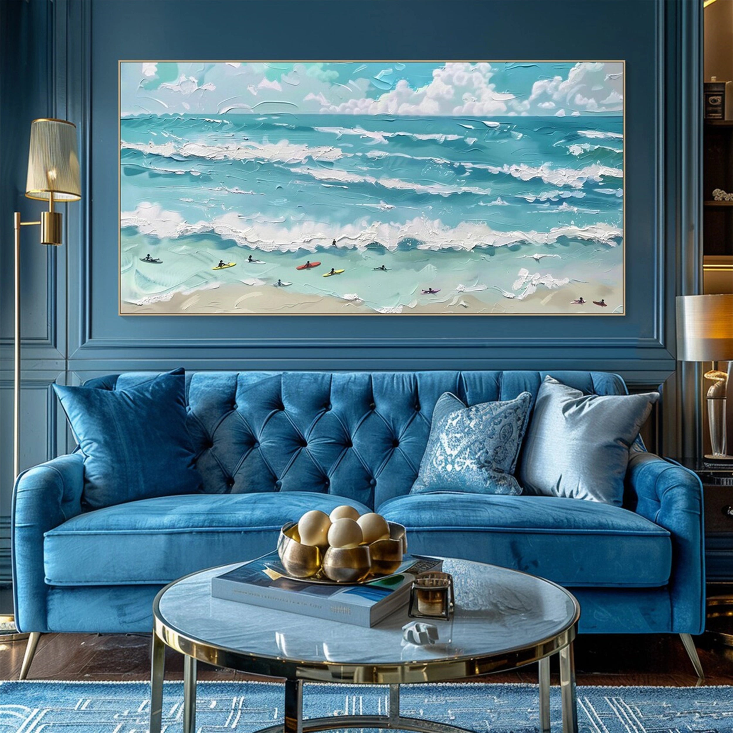Ocean and Sky Painting #OS 074 - Handmade Canvas Wall Art for Home & Office Decor - Perfect for Living Room, Bedroom or Beach House