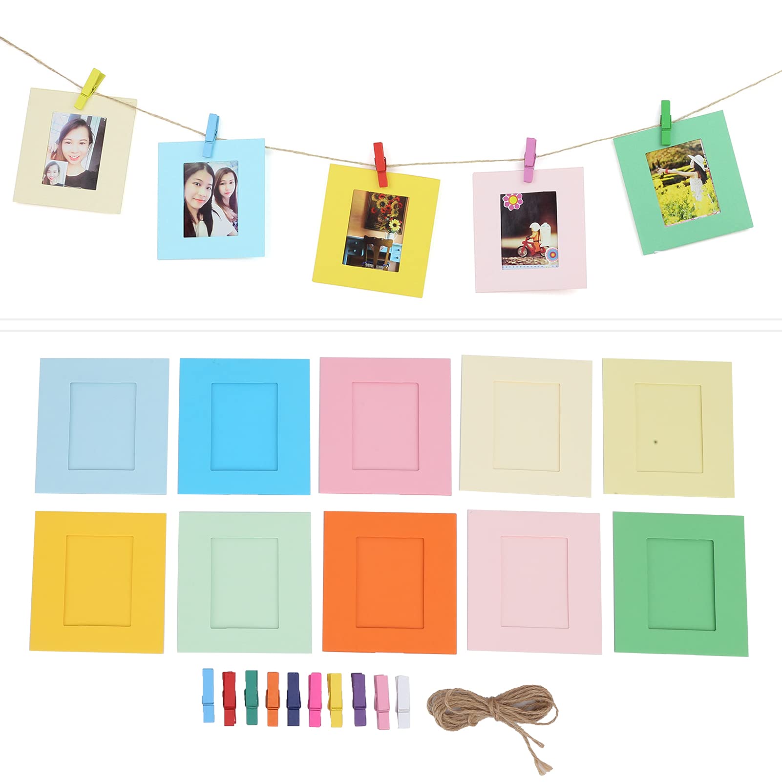 Milltrip 3 Inch Hanging Paper Photo Frames for Instax Mini Polaroid Pictures - Perfect for Wall Decor, Bedroom, Living Room & Office Display