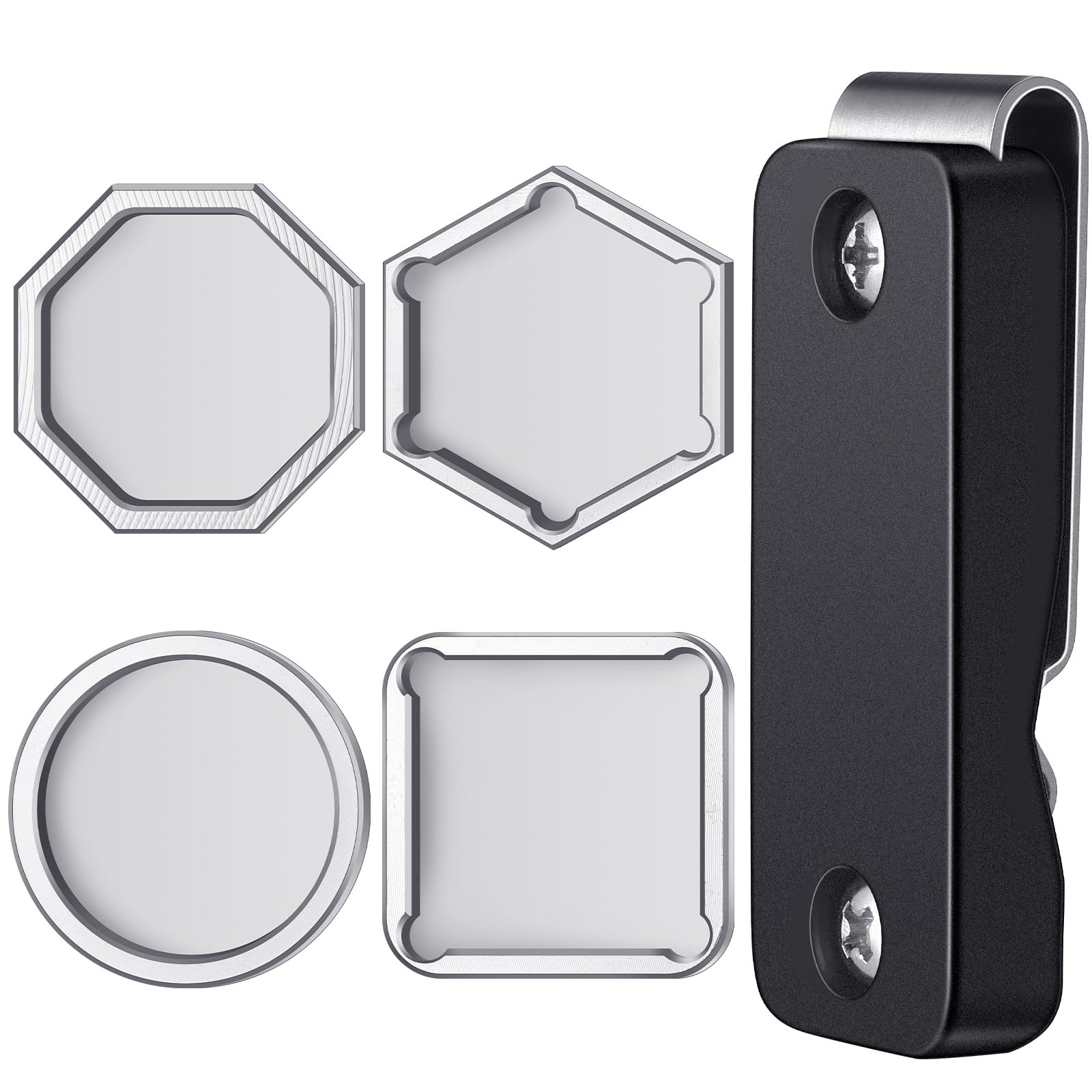 Premium Magnetic Pool Cue Chalk Holder - Hexagon/Octagon/Square Design with Belt Clip | Durable Metal Chalk Grip for Billiards, Snooker & Home Game Room | Perfect for Bars, Pool Halls & Recreational Sports