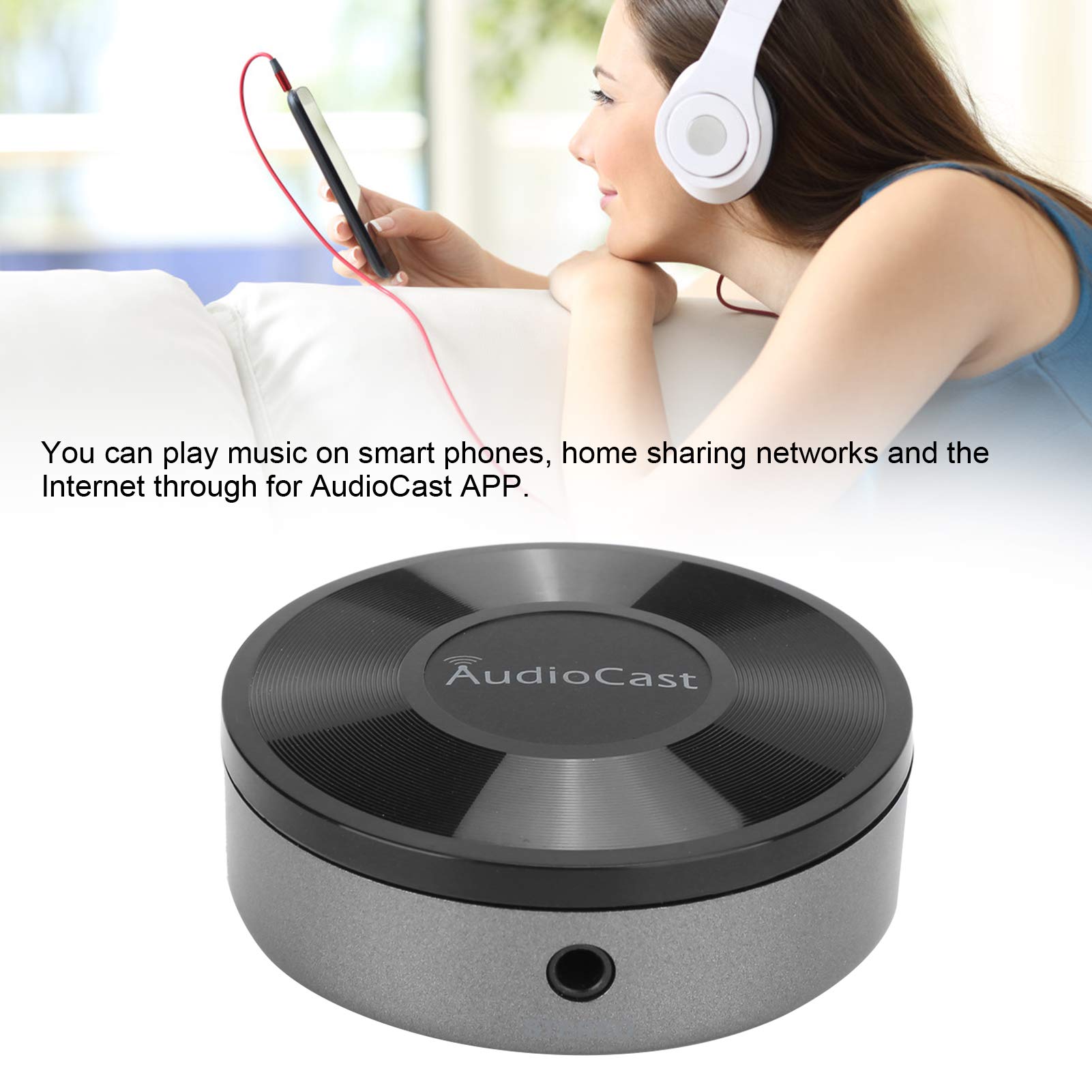 KOSDFOGE WiFi Music Receiver - Wireless DLNA Spotify iHeartRadio Audio Streamer, 2.4G Multi-Room Speaker for Home Theater & Party Sound System | Perfect for Living Room, Bedroom & Office Entertainment