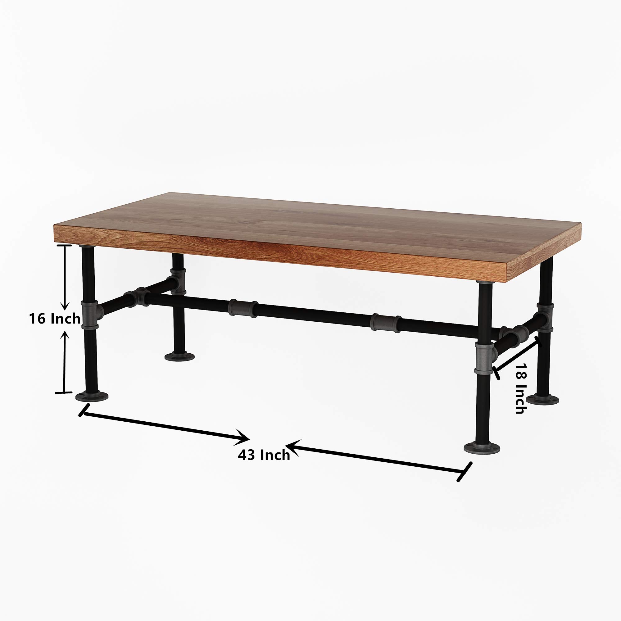 MUZIK Industrial Pipe Table Legs Set - Dark Grey Rough Iron Base Legs for Coffee Tables, End Tables, Desks & Nightstands - 16 Inch Height - Vintage Mid-Century Modern Style - Perfect for Home Office, Living Room & Bedroom Furniture