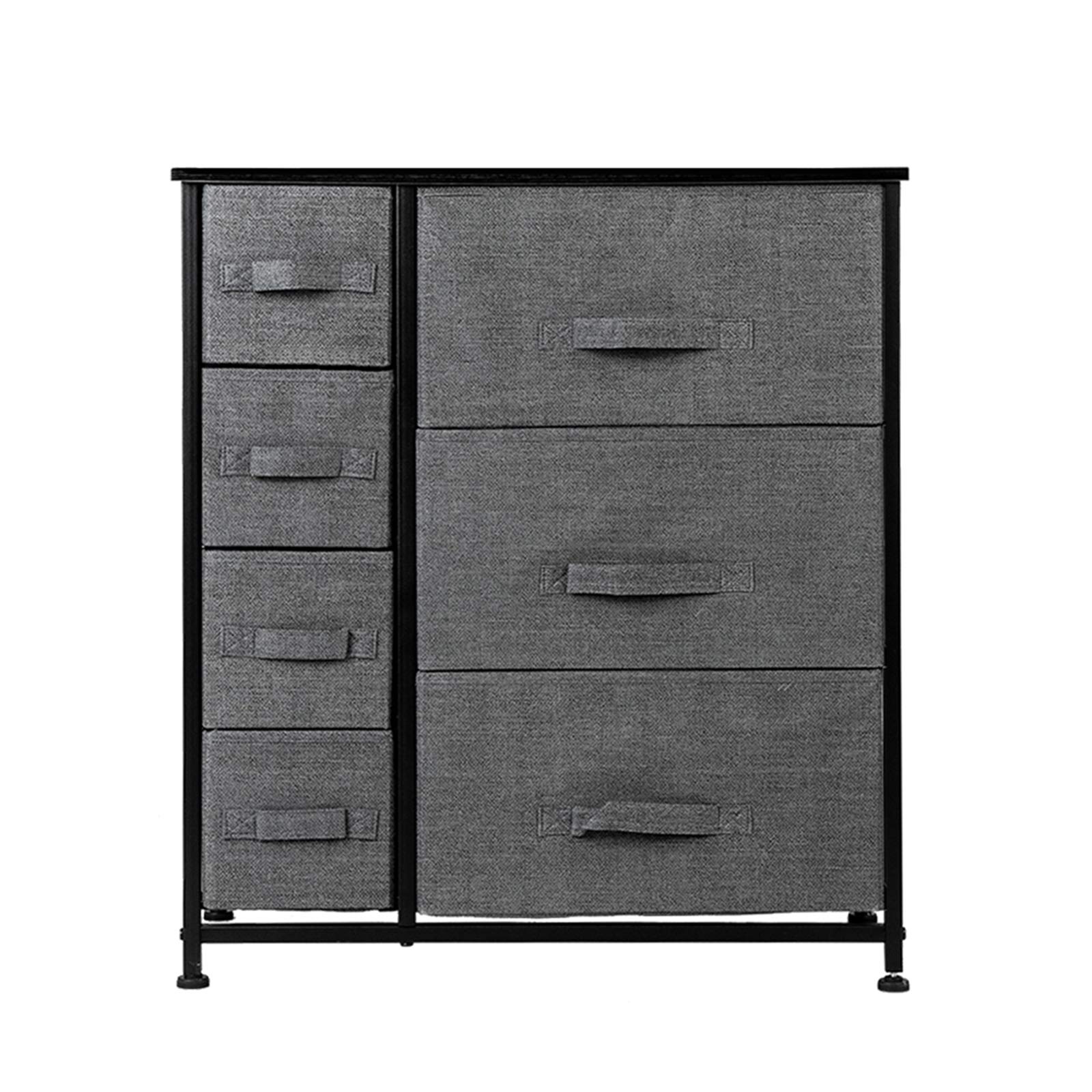 JYOSTORE 7-Drawer Storage Dresser with Steel Frame & Wood Top - Fabric Bin Organizer for Bedroom, Closet, Office - Easy Pull Drawers, Space-Saving Furniture (Gray) | Perfect for Small Spaces, Dorm Rooms & Home Organization