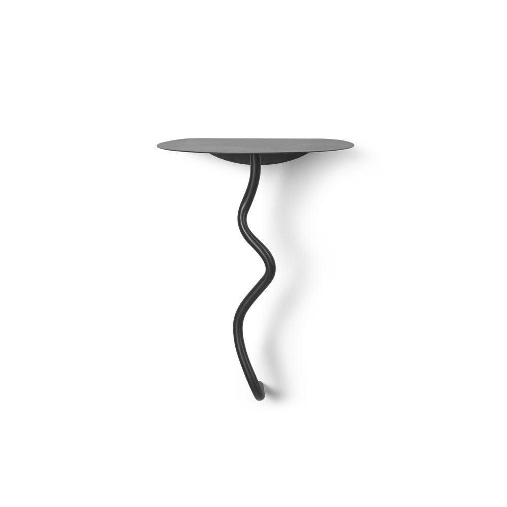 FERM LIVING Curvature Wall Table - Black Brass Finish, Modern Floating Shelf for Living Room, Bedroom, or Office Decor