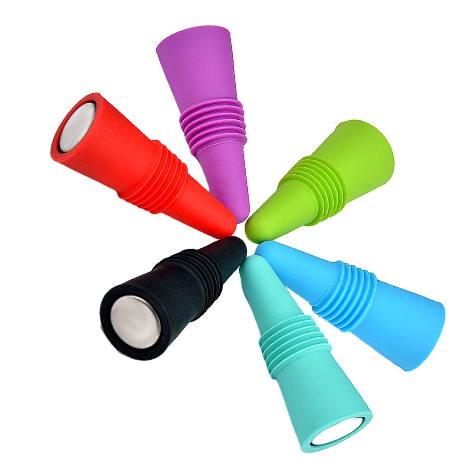 6-Piece Silicone Champagne Bottle Stoppers - Reusable Wine Plugs & Lids for Kitchen, Bar Accessories - Perfect for Parties, Weddings & Home Entertaining
