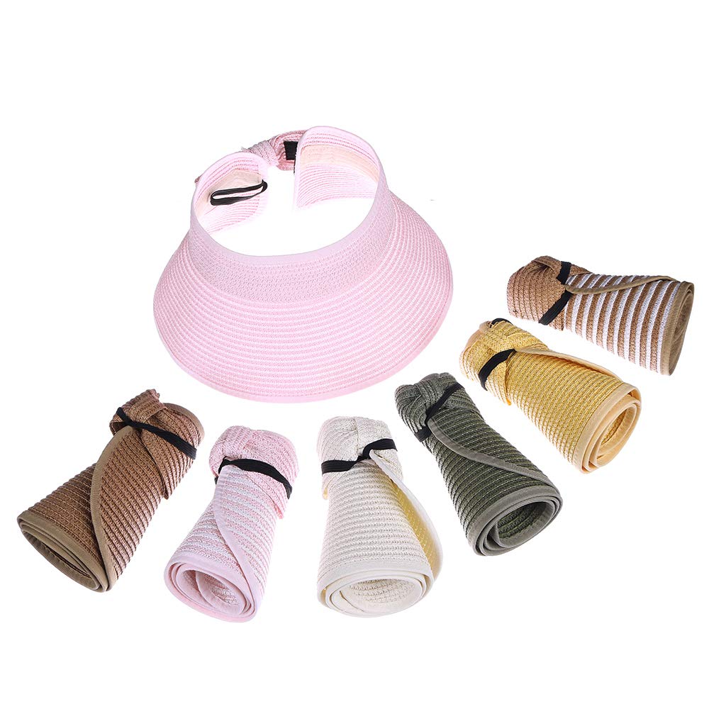 Kids Summer Sun Visor Hat - Wide Brim Straw Beach Hat for Girls & Teens with Bow - Perfect for Outdoor Activities, Vacations, and UV Protection