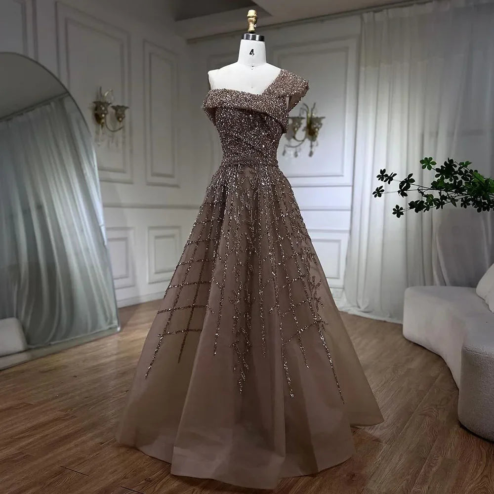 Serene Hill Elegant Black Beaded A-Line Evening Gown 2025 | Off-Shoulder Luxury Long Party Dress for Women | Perfect for Galas, Weddings & Formal Events - LA72224