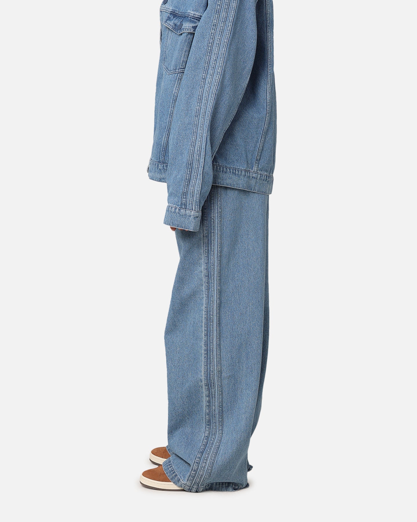 Adidas X KSENIASCHNAIDER Women's Light Denim 3-Stripe Jeans - Stylish Casual Pants for Everyday Wear & Street Fashion