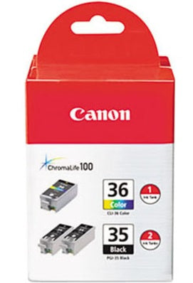 Original Canon CLI-36 Color Ink Cartridge & 2-Pack PGI-35 Black Ink Cartridge Combo for Pixma Printers - Perfect for Home Office Printing, School Projects, and Photo Printing