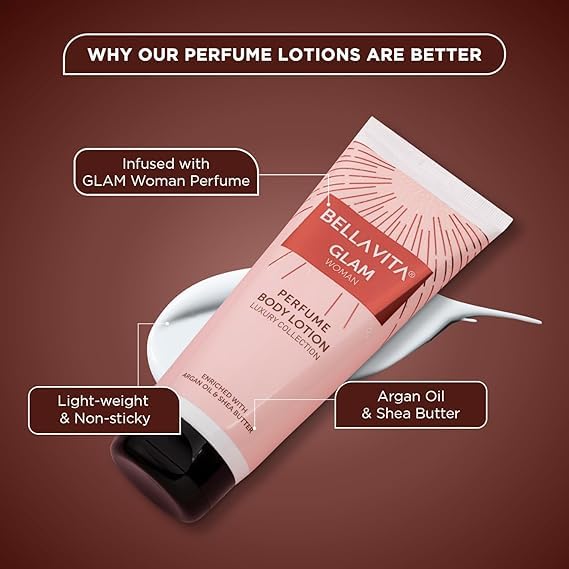 Glam Woman Perfumed Body Lotion with Argan Oil & Shea Butter - 200ml Deep Nourishing, Hydrating Moisturizer for Soft, Supple & Healthy Skin | Perfect for Daily Use, Gift Sets & Spa Days