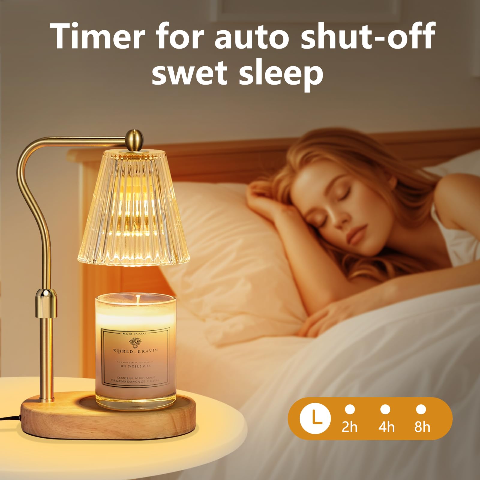 Electric Candle Warmer Lamp with Timer & Dimmer - Adjustable Height Wax Melt Warmer for Scented Jar Candles - Perfect Gift for Mom's Birthday, Home Decor & Aromatherapy - Includes 2 Bulbs for Cozy Ambiance