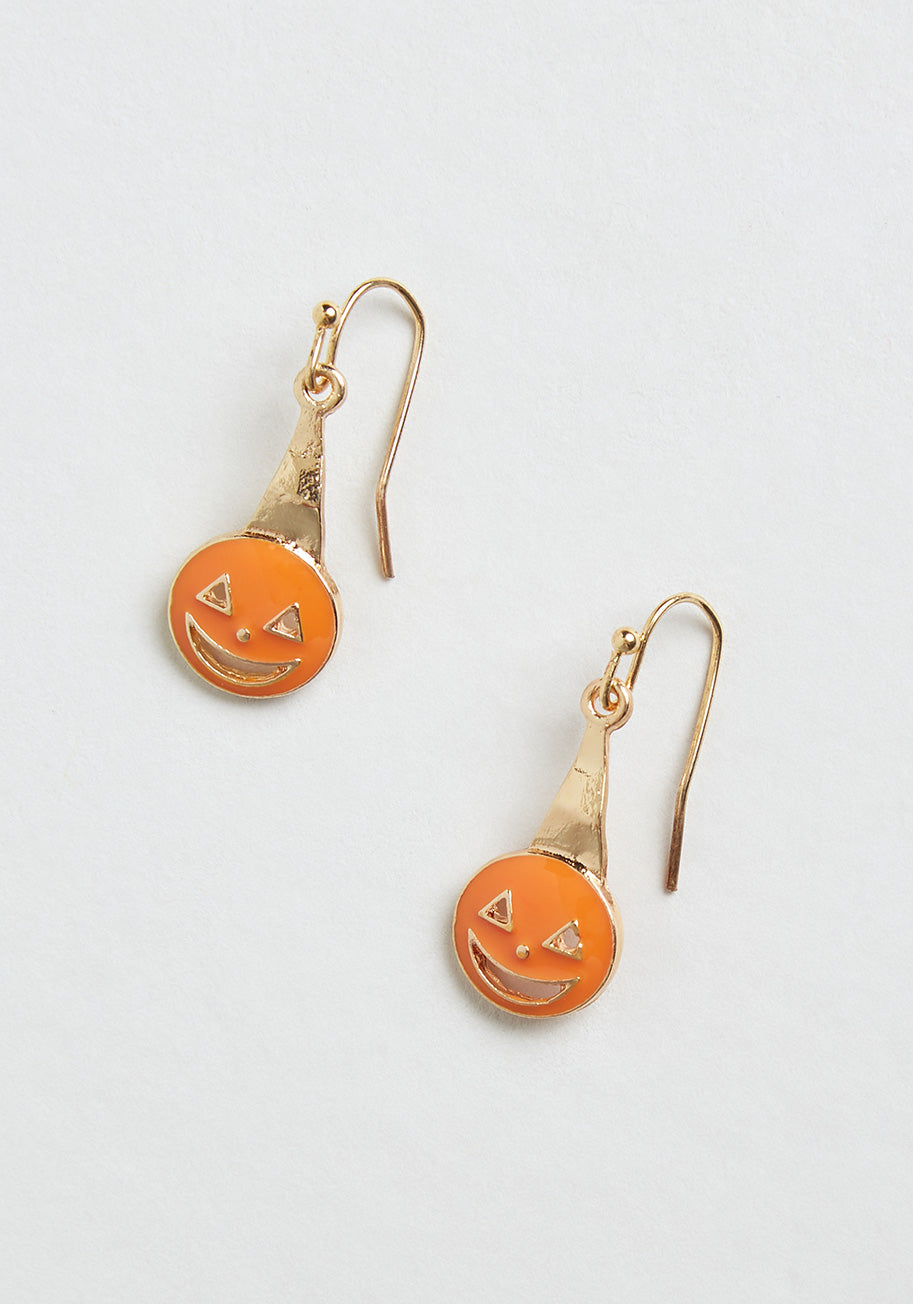 Pumpkin Head Dangle Earrings - Halloween Jewelry for Women, Cute Pumpkin Stud Earrings for Fall Festival & Costume Party Accessories