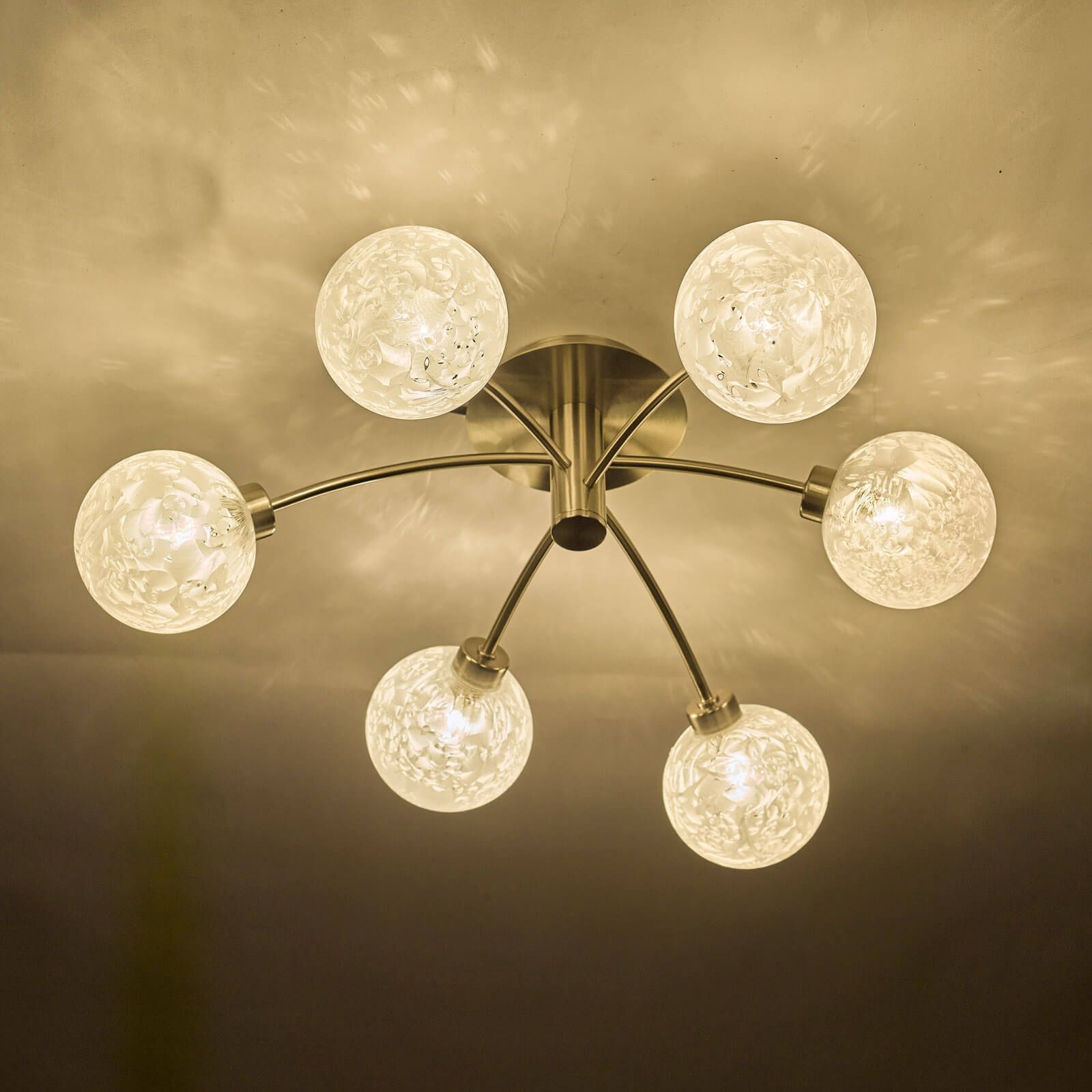 Avari 6Lt Semi Flush Ceiling Light Fixture - Satin Nickel Finish with Frosted Glass Shade, IP20 Rated - Perfect for Bedroom, Living Room, and Hallway Lighting