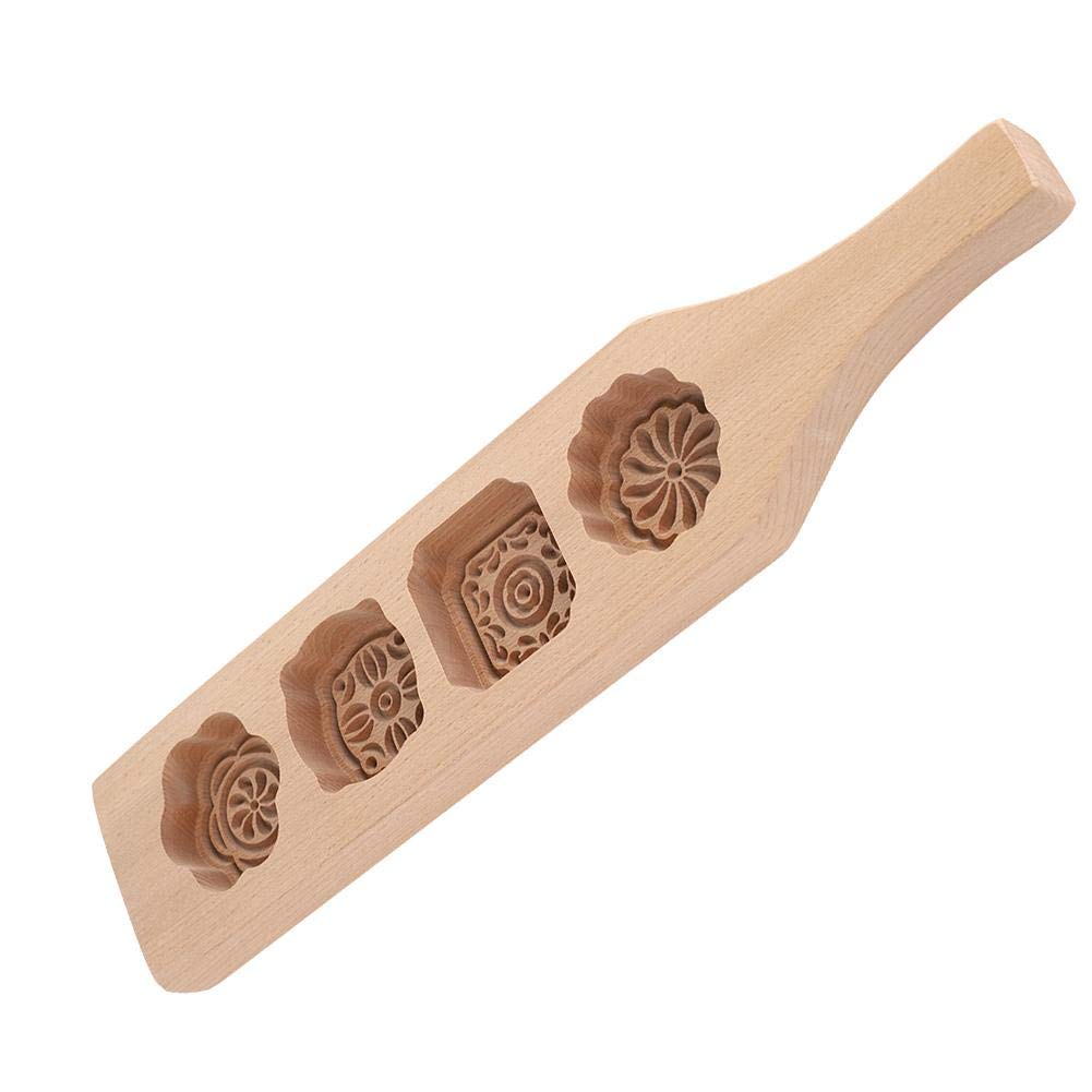 Wooden Mooncake Mold - Traditional Handmade Moon Cake Mould for Baking, Mung Bean Cake & Ice Skin Pastry (Size 1#) - Perfect for Mid-Autumn Festival, Asian Desserts & Home Baking