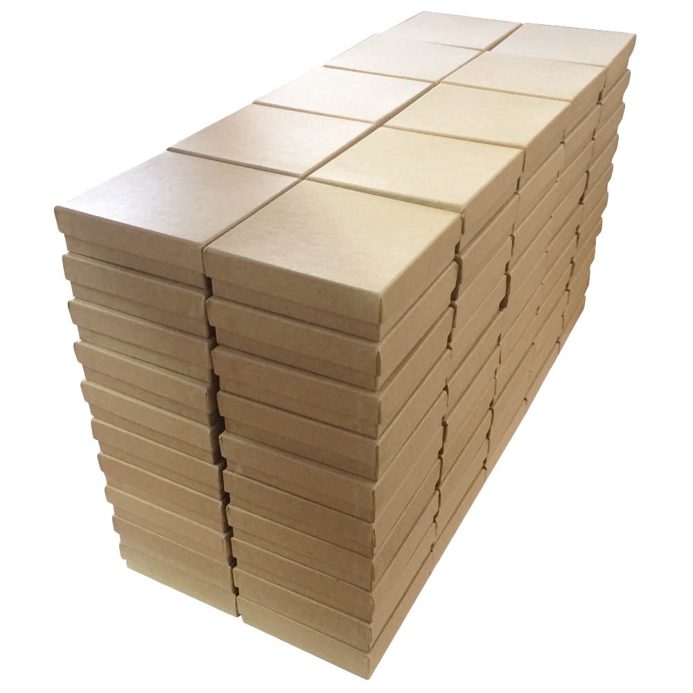 Premium Kraft Jewelry Gift Boxes 3.5x3.5x1 Inch - 1000pcs Bulk Cotton Lined Packaging for Rings, Necklaces & Earrings - Perfect for Retail Stores, Wedding Favors & Handmade Crafts