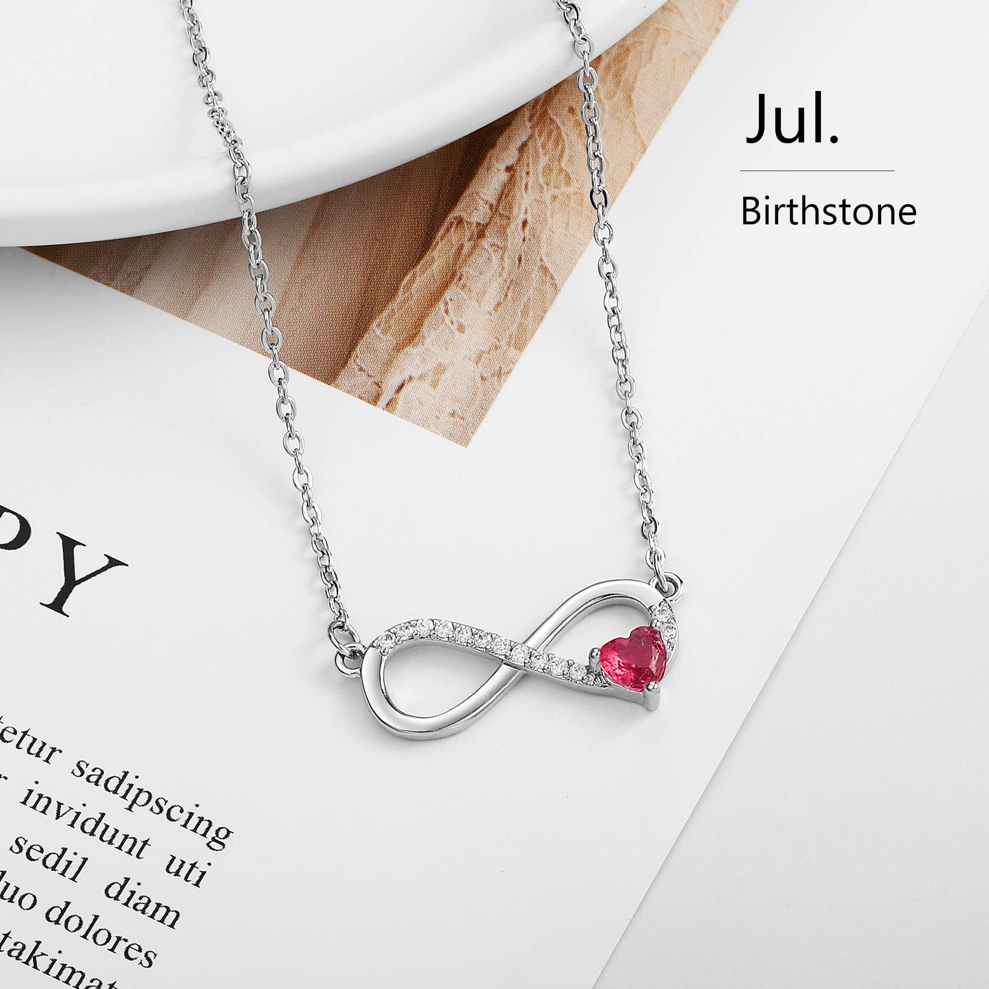 GLIVEOR 14k White Gold Plated Birthstone Necklace - Dainty Jewelry for Women, Perfect Anniversary & Birthday Gift - Ideal for Special Occasions, Date Nights, and Everyday Elegance