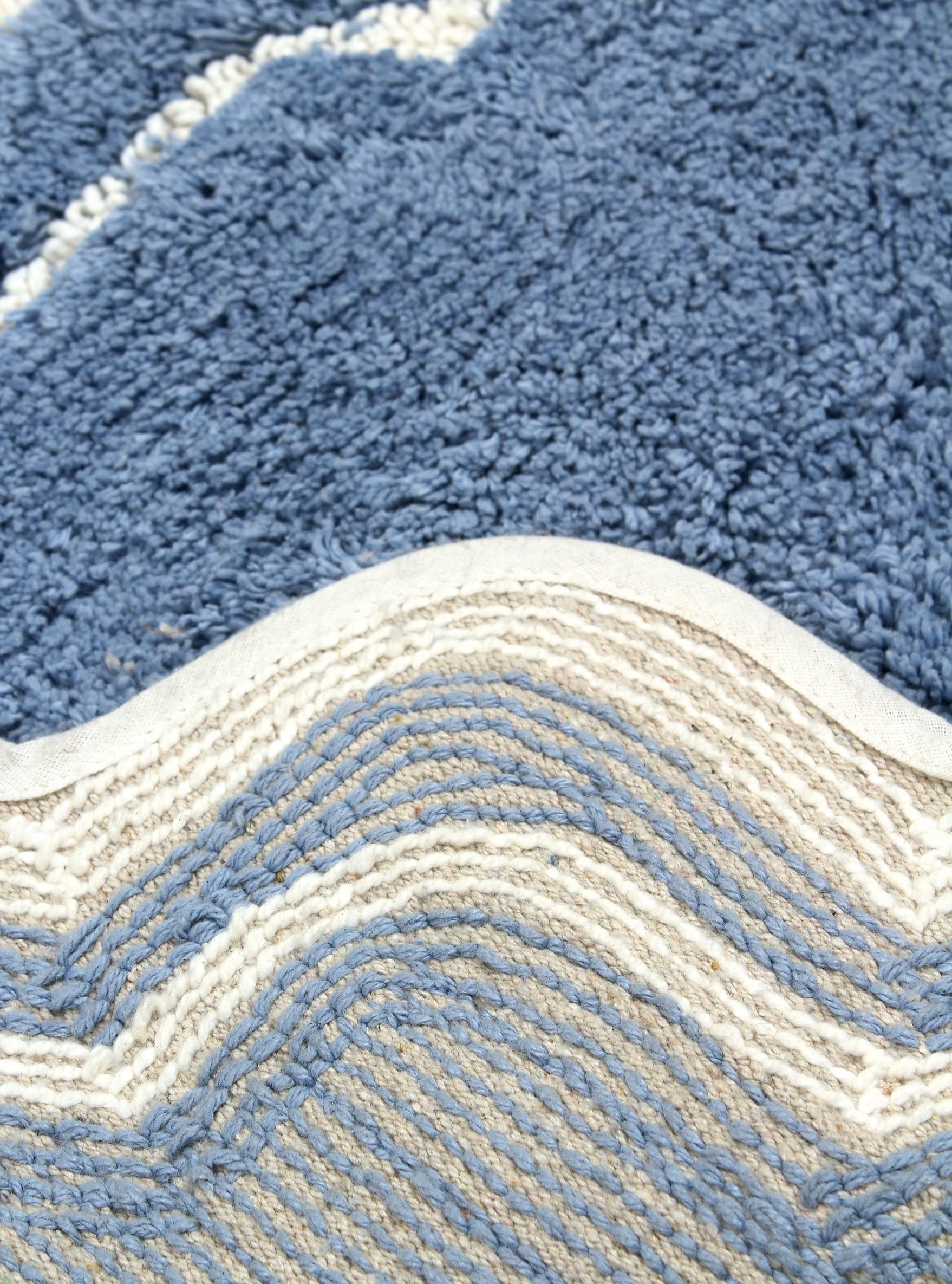 Home Weavers Allure Collection 100% Cotton Tufted Bathroom Rug - Ultra Soft & Absorbent Non-Slip Bath Mat - Machine Washable Runner for Bathroom Floor (21x54 Inches, Blue) - Perfect for Bathroom, Shower & Vanity Areas