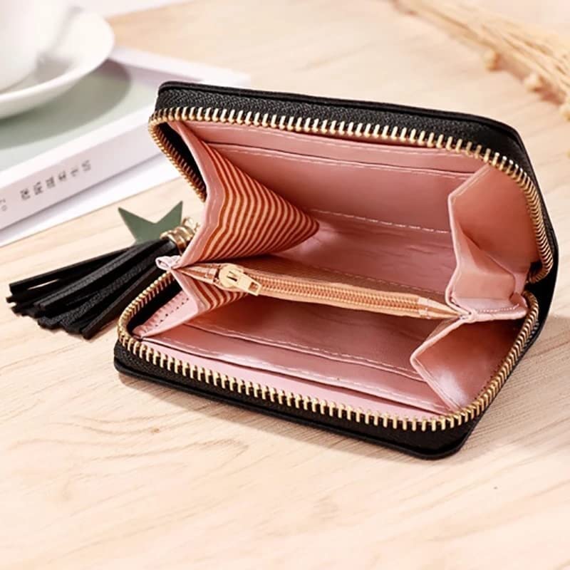 Women's Small Fringe Coin Purse Wallet - Mini Zipper Credit Card Holder (11x9cm) - Perfect for Parties, Concerts & Everyday Use (Color: E)