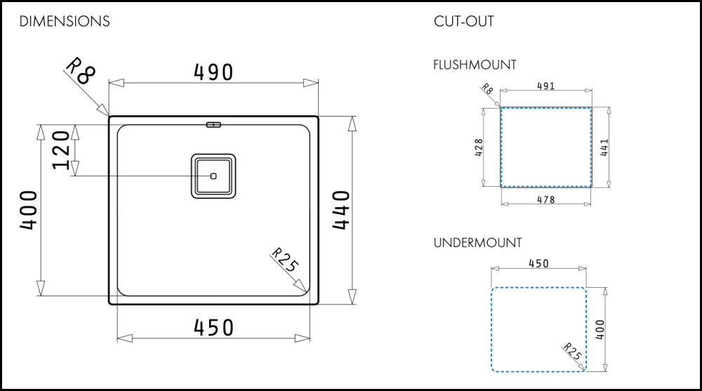 Euro Appliances MS097S 16 Gauge Single Bowl Stainless Steel Undermount Kitchen Sink - Durable, Rust-Resistant for Modern Homes & Restaurant Use