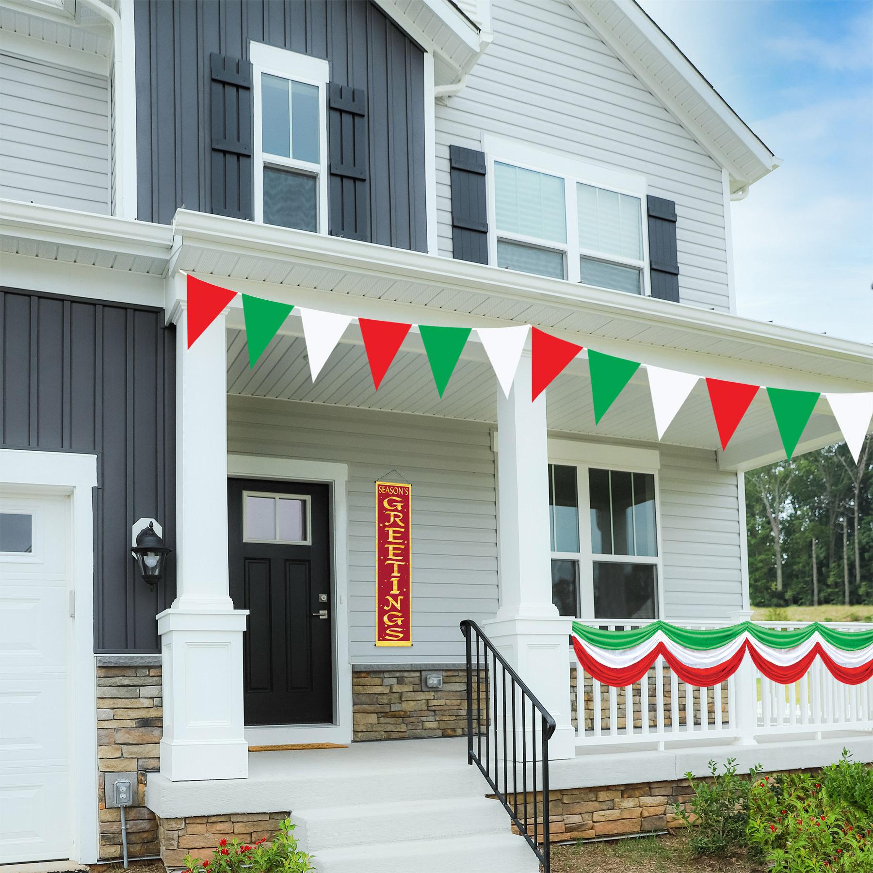 12 Pack Beistle 30 ft. Red White Green Party Pennant Banner - Perfect for Christmas, Birthday, Graduation & Holiday Decorations