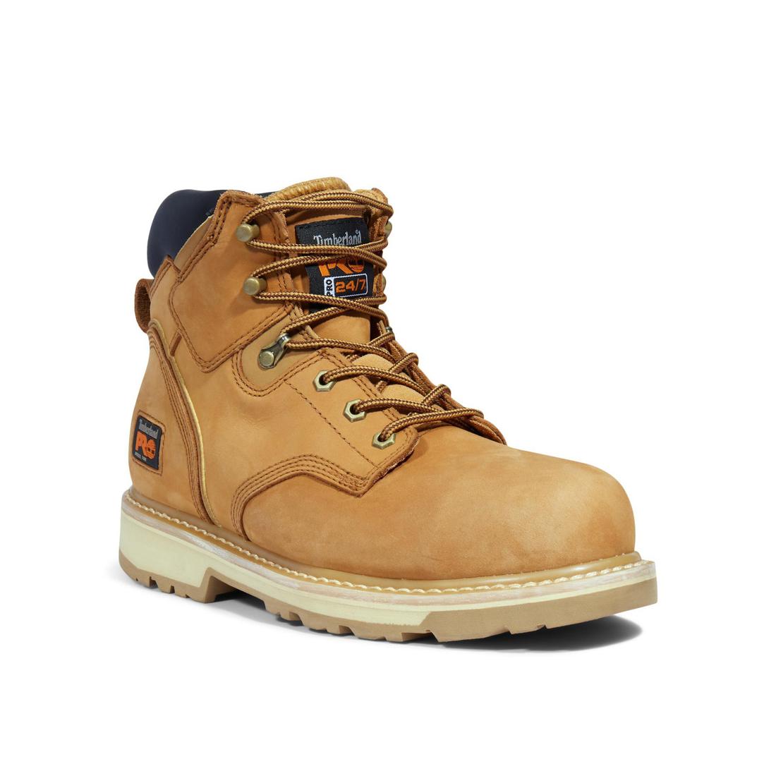 Pit Boss 6 Inch Steel Toe Work Boots for Men - Wheat Brown Safety Shoes - Durable Construction Work Boots for Outdoor, Construction & Heavy Duty Jobs
