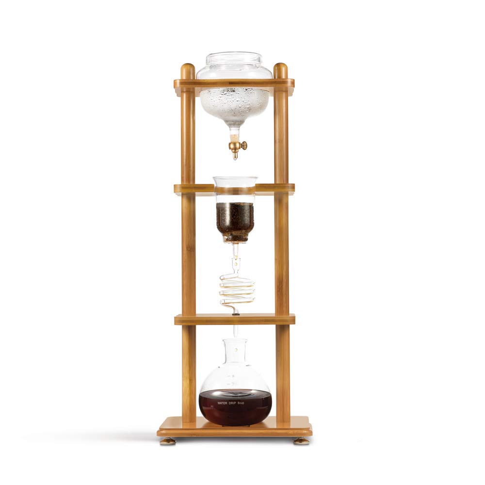 Premium Yama Cold Brew Coffee Maker with Slow Drip Technology - 32oz Large Capacity (6-8 Cups) - Bamboo Frame Iced Coffee Tower for Home, Office & Cafe Use