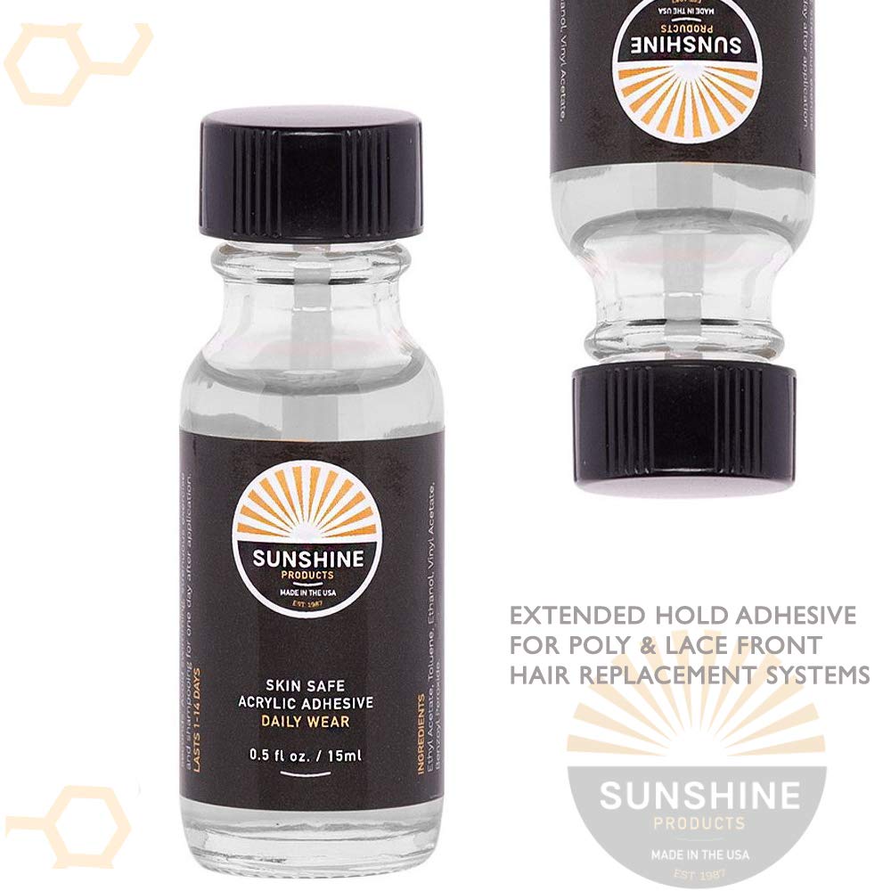Sunshine Daily Wear Acrylic Hair Replacement Adhesive 0.5oz & Fast Acting Wig Glue Remover 2oz - Strong Hold for Wigs, Toupees & Hair Systems - Perfect for Daily Use, Cosplay & Theater