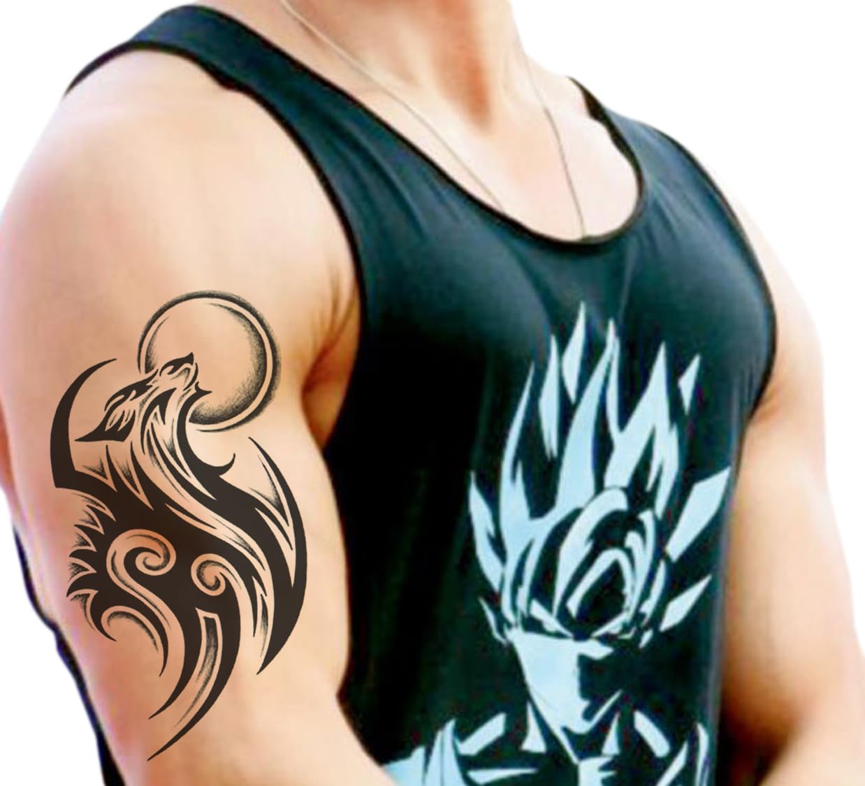 Waterproof Temporary Tattoo Stickers for Men & Women - 3D Realistic Flowers, Butterflies, Stars, Wolves & Armband Designs (19x12cm) | Perfect for Parties, Halloween Costumes & Body Art | TBS-8088