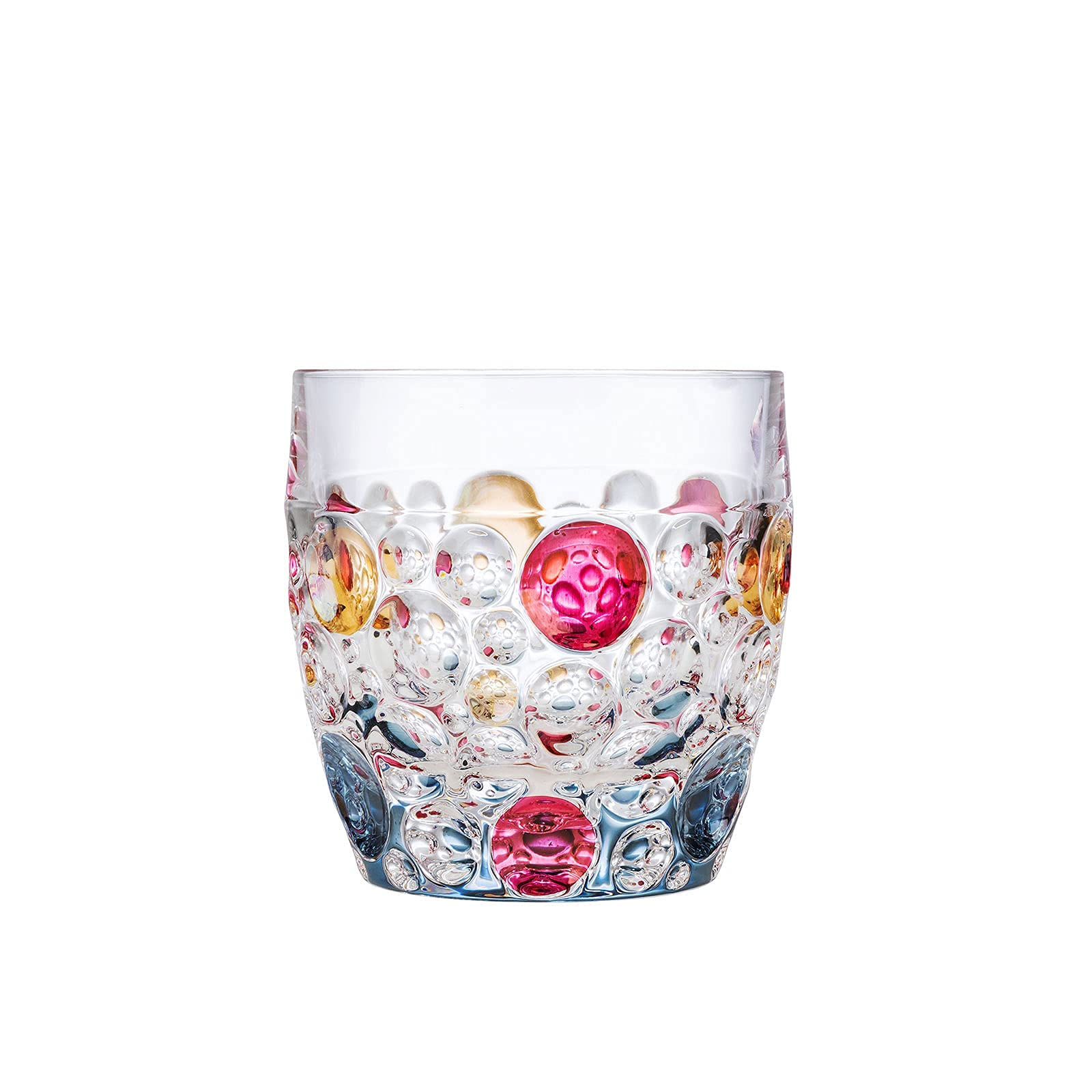 Handcrafted Bohemian Crystal Drinking Glasses - 10 Oz Set of 6, Modern Lisboa Collection, Elegant DOF Glassware for Wine, Cocktails & Home Decor