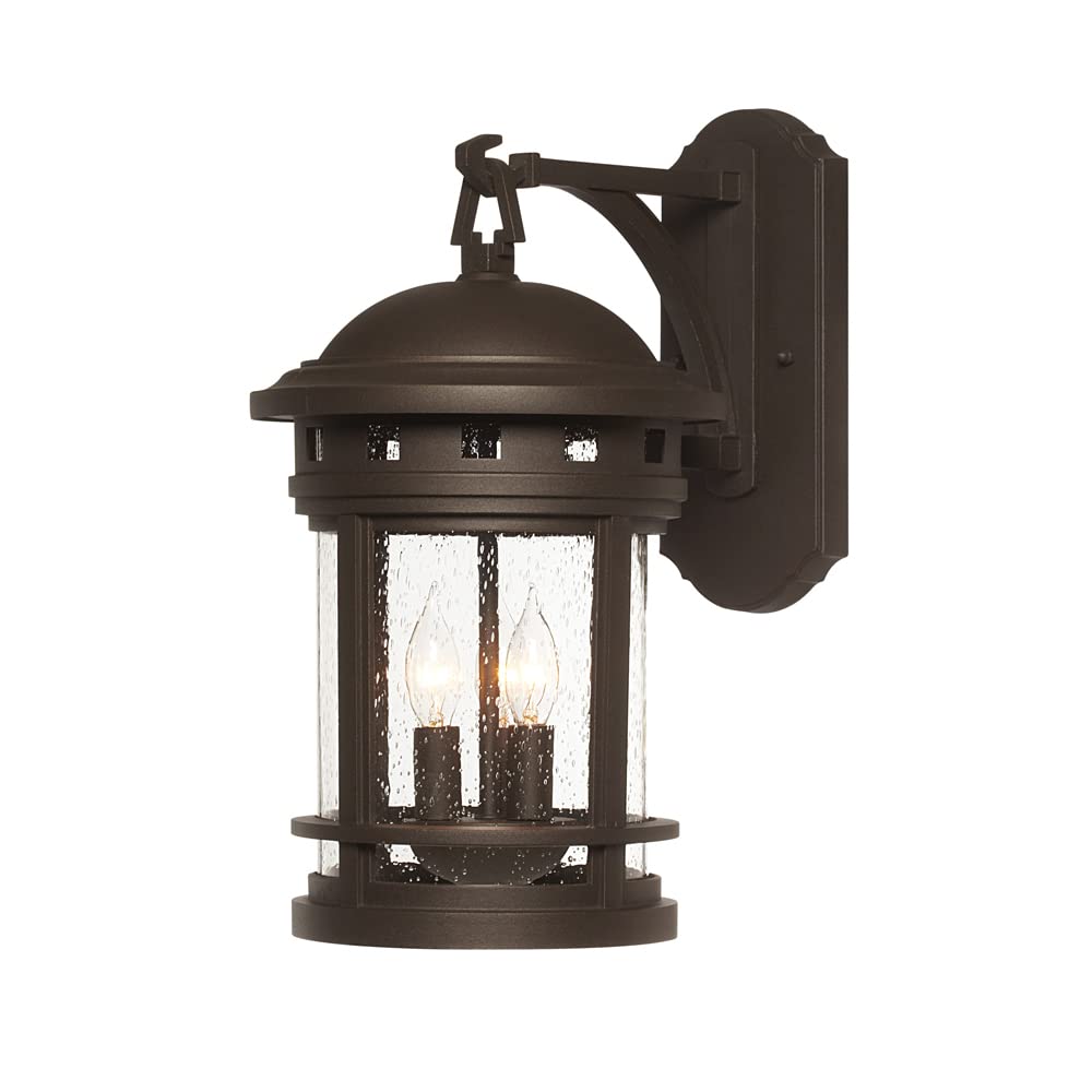 Sedona Outdoor Wall Lantern Sconce - 20 Inch Oil Rubbed Bronze with Clear Seedy Glass Shade - Weatherproof Exterior Lighting for Porch, Patio & Garden Decor