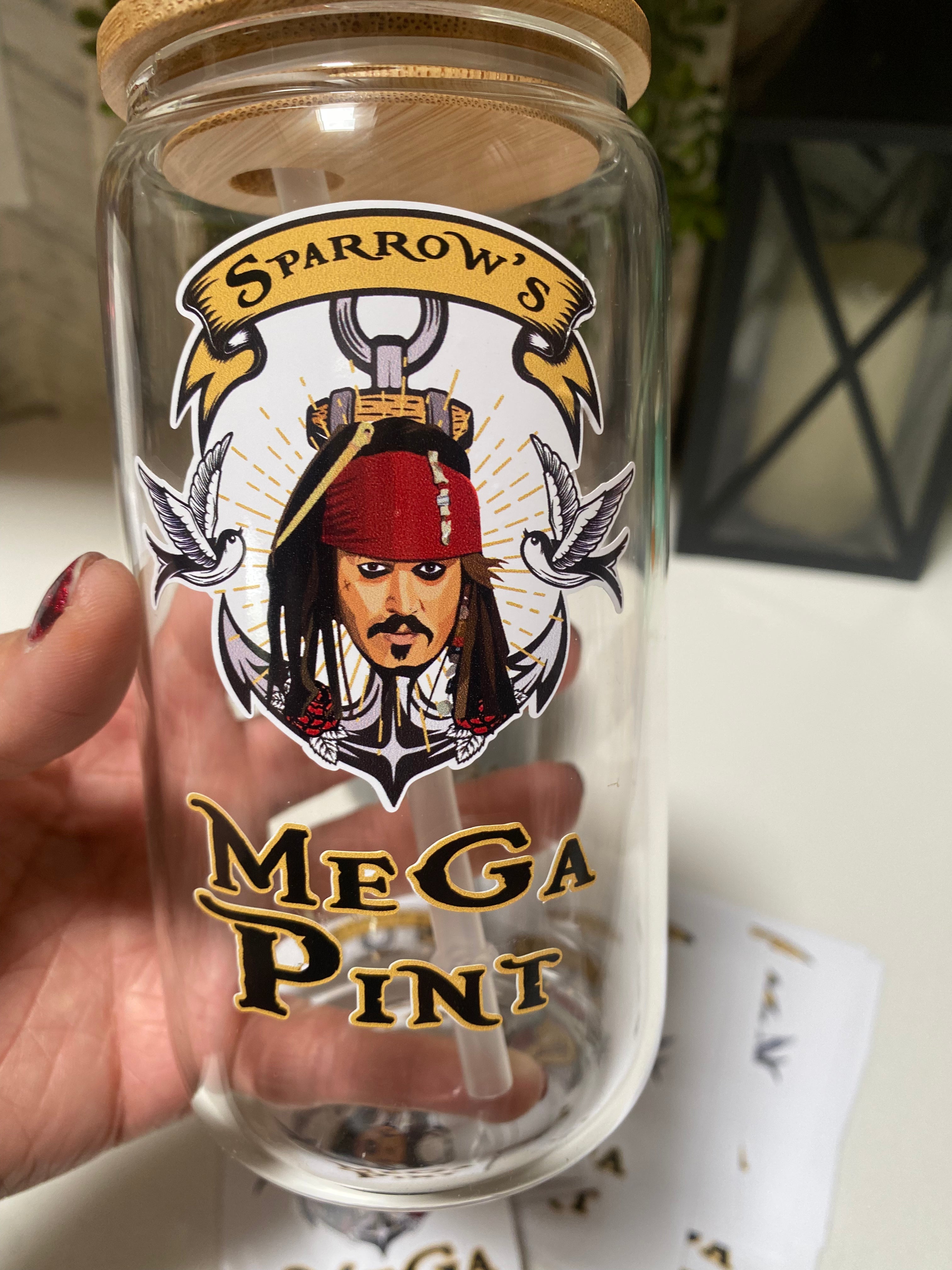Sparrow's Mega Pint Decal - Large 16oz Glass Decal Sticker for Beer Mugs, Tumblers & Water Bottles - Perfect for Home Bars, Parties & Gifts