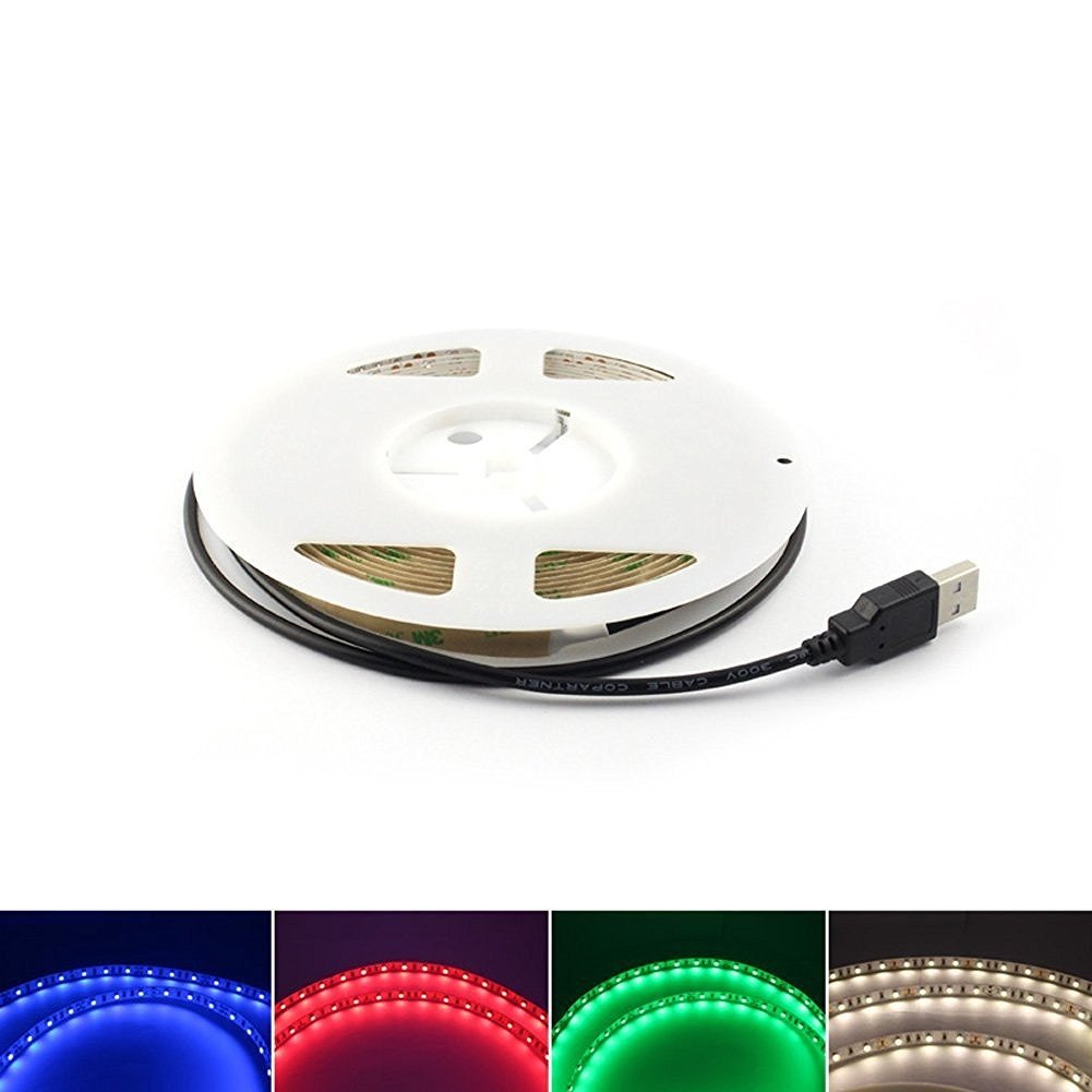 5V USB LED Strip Light 5M 300 SMD 3528 with 3M Adhesive Tape - Warm White 2800-3200K for TV Backlighting, Computer Monitor Lighting, Home Decoration & DIY Projects (Non-Waterproof)